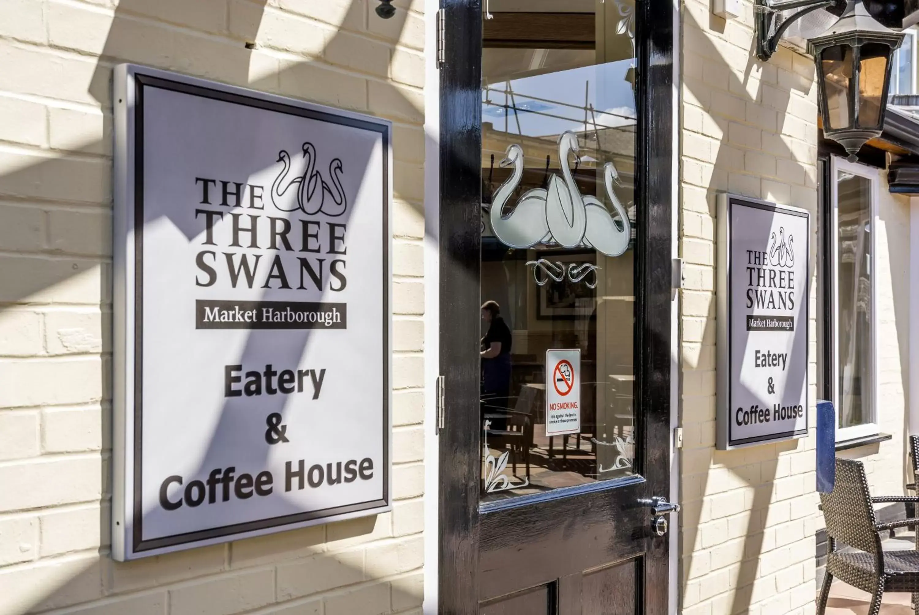 Facade/entrance in The Three Swans Hotel, Market Harborough, Leicestershire