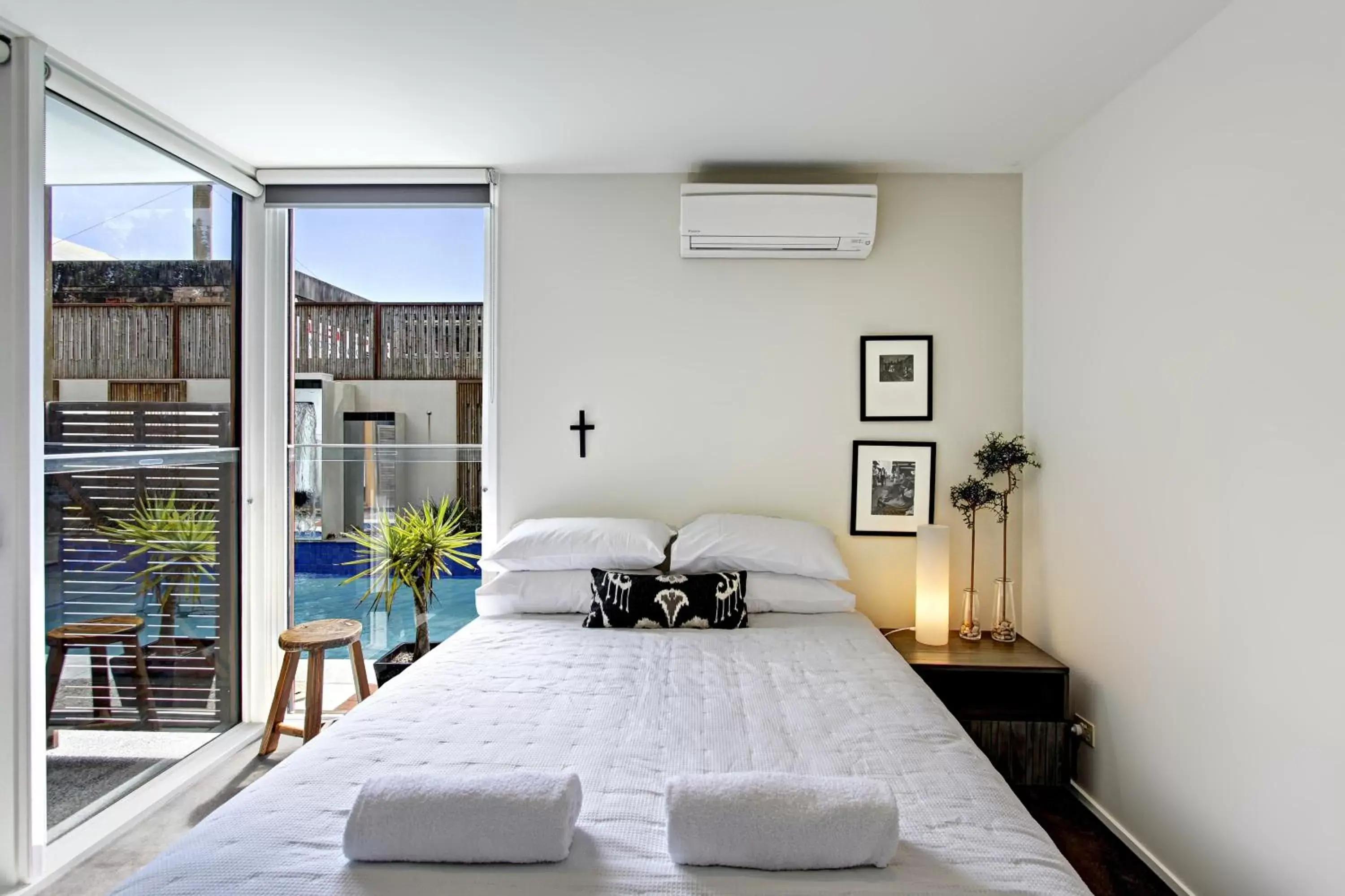 Bedroom, Bed in Byron Butter Factory Apartments