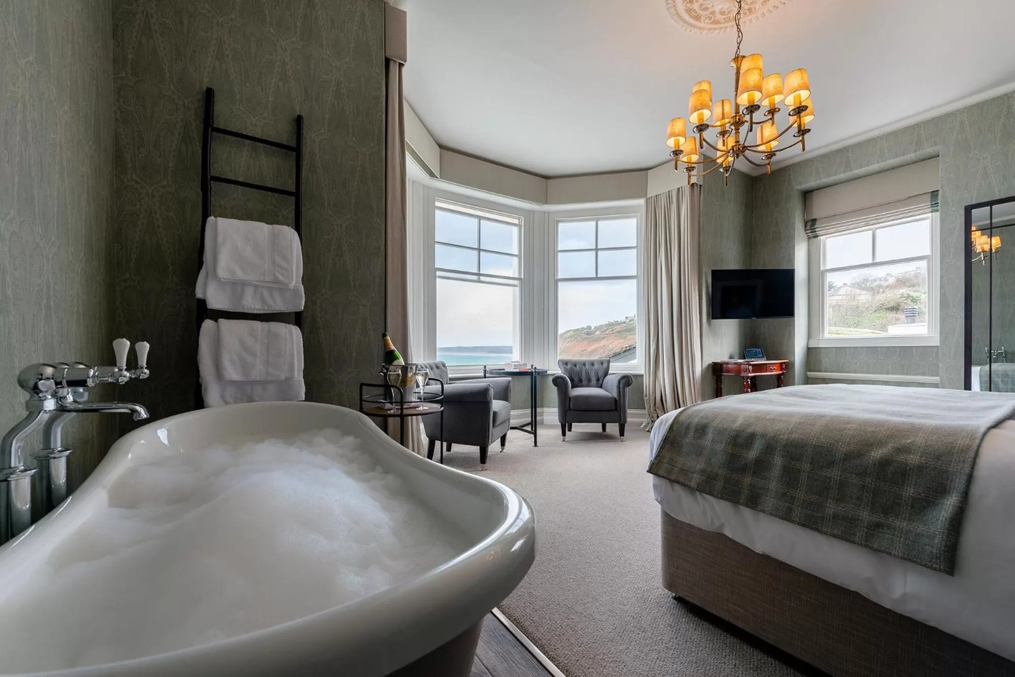 Bed in Carbis Bay and Spa Hotel