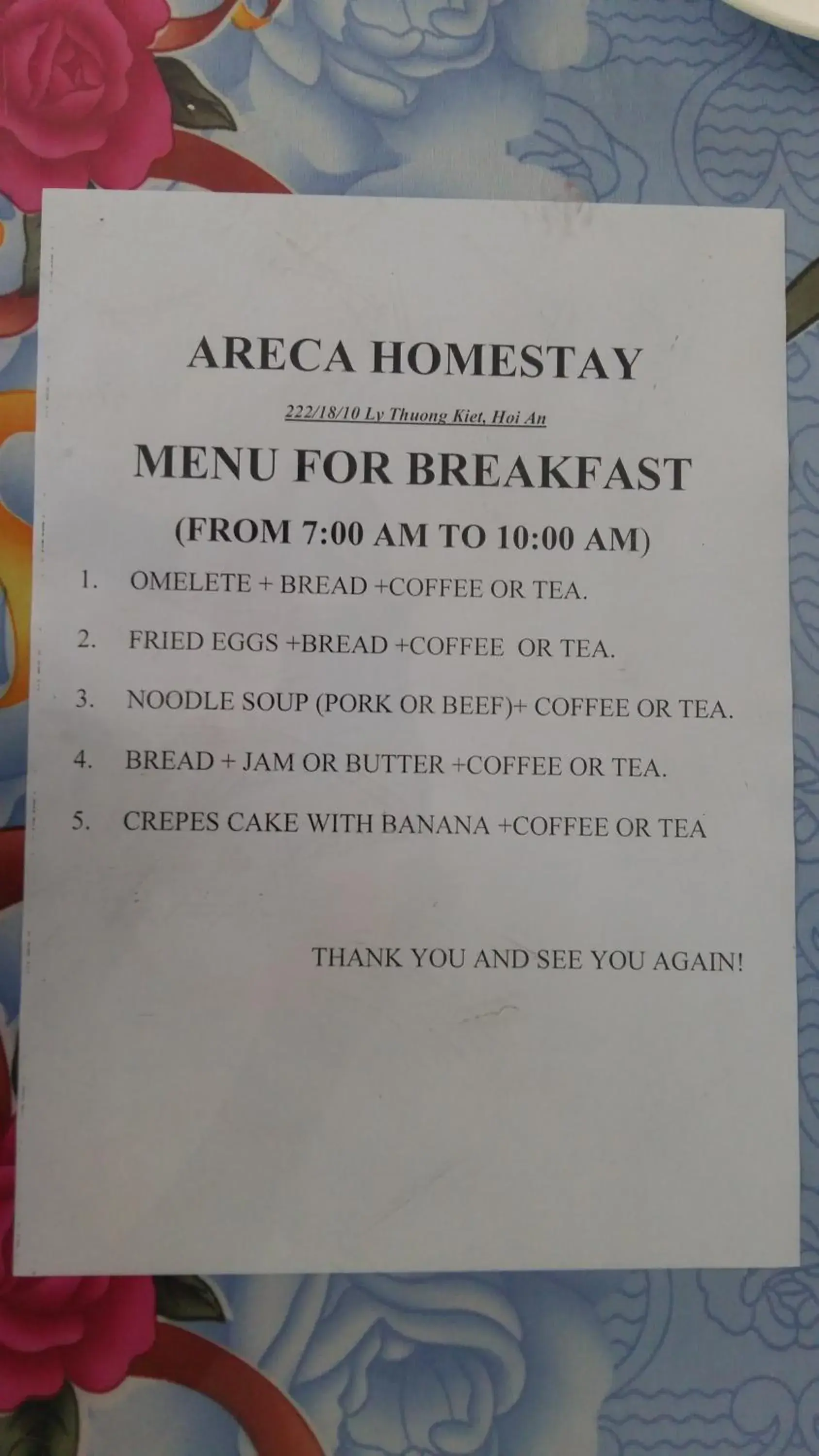 Breakfast in Areca Homestay