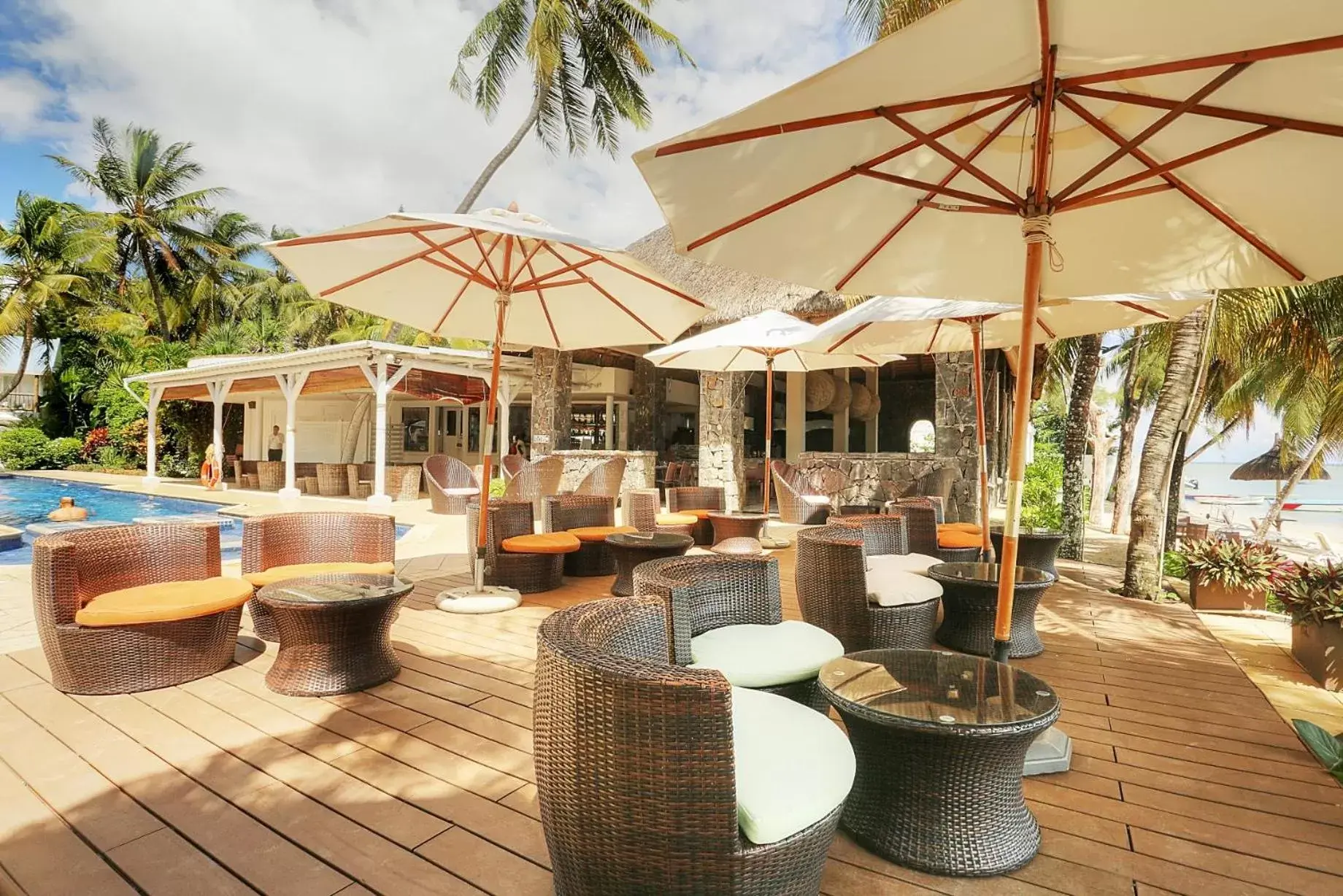 Patio in Cocotiers Hotel – Mauritius