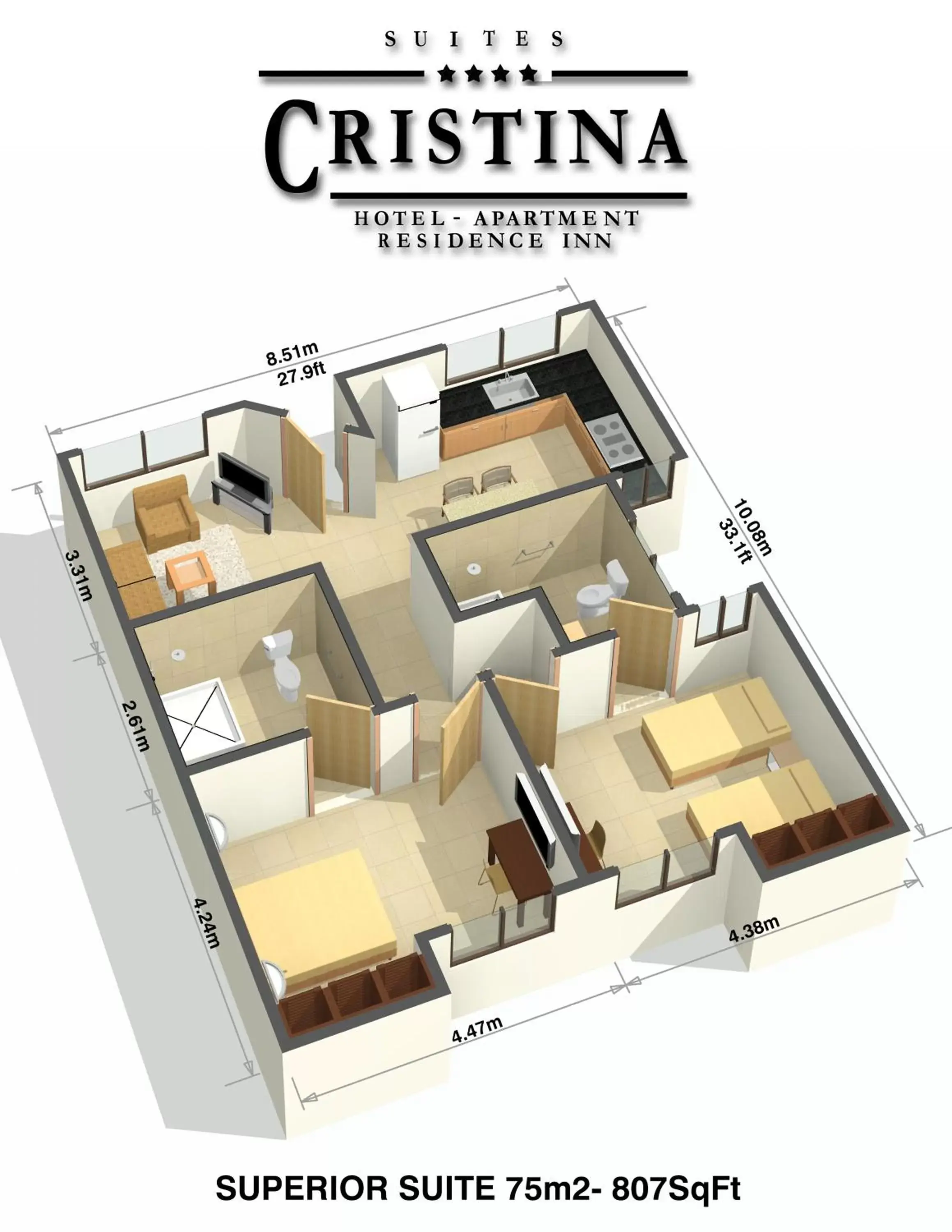 Photo of the whole room, Floor Plan in Hotel Residence Inn Suites Cristina