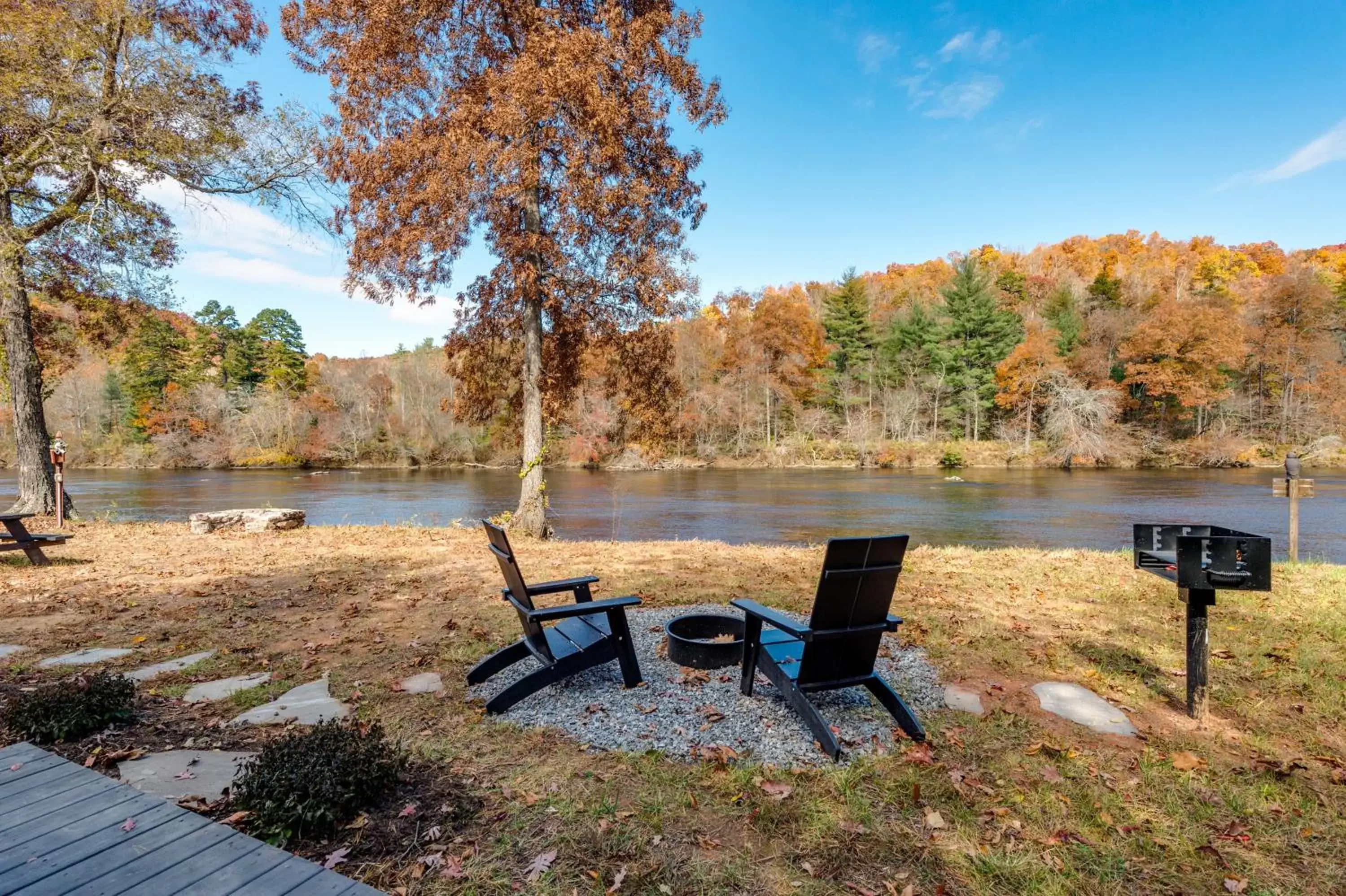 River view in Asheville River Cabins