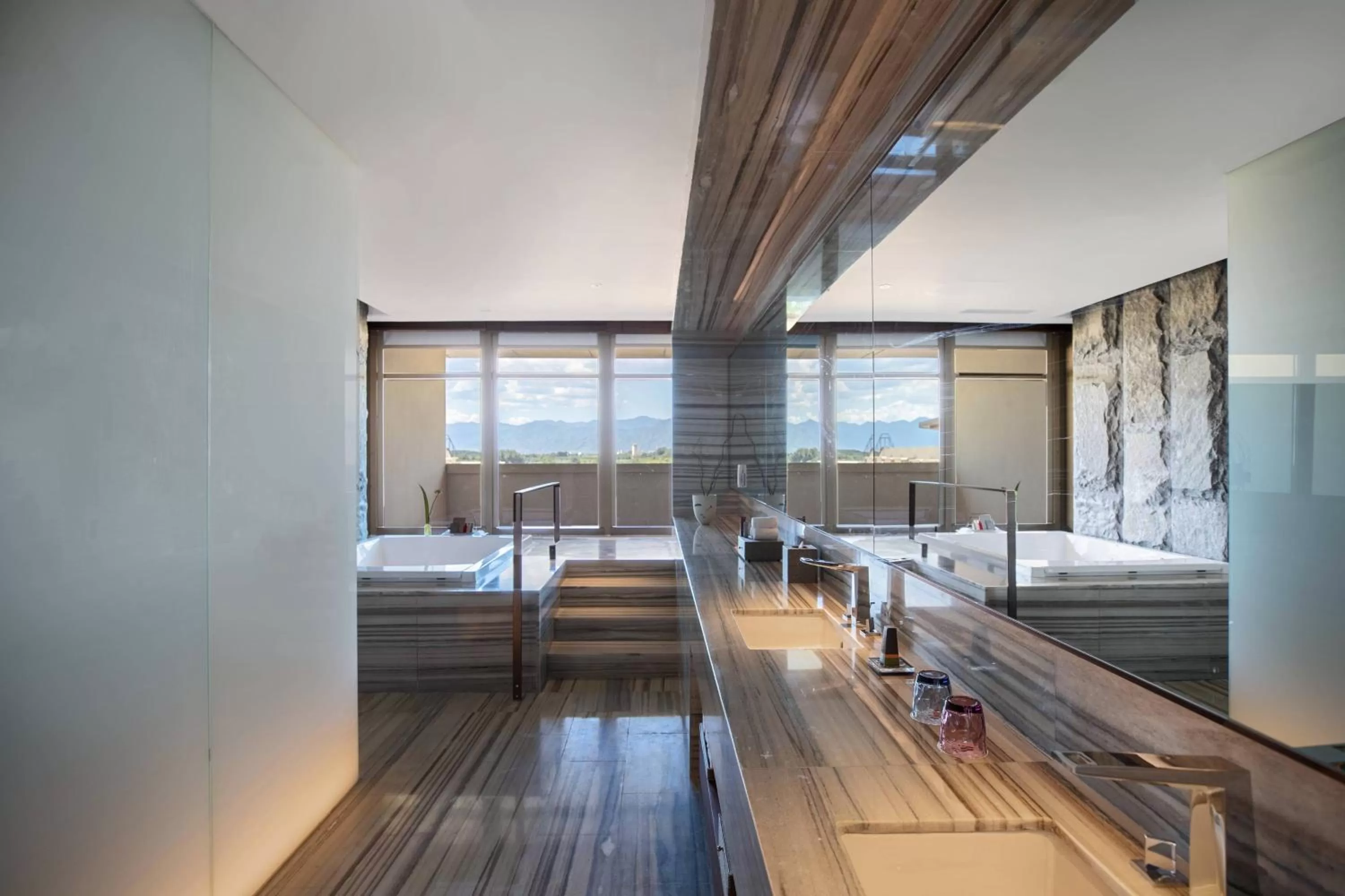 Bathroom, Bed in Beijing Marriott Hotel Changping