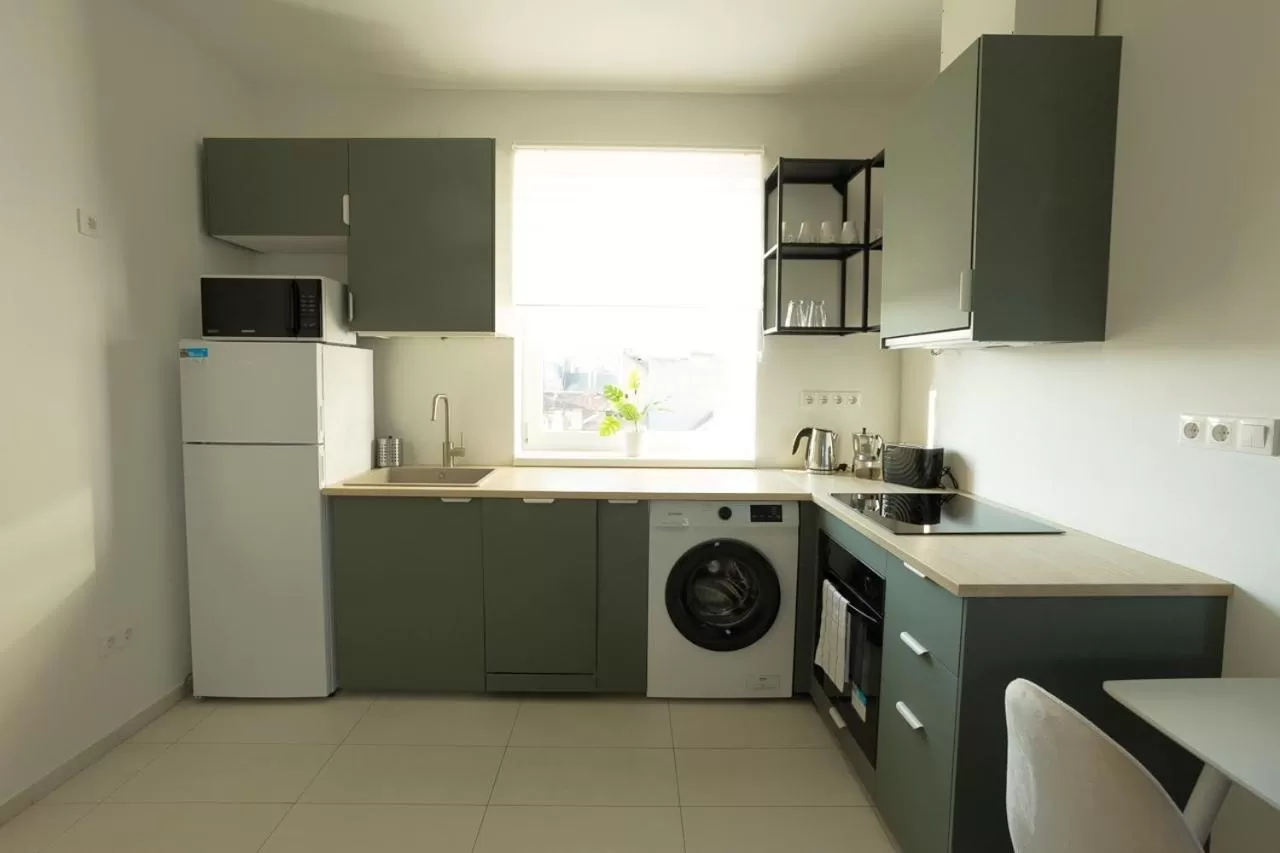 Kitchen or kitchenette in Corvin Plaza Apartments & Suites