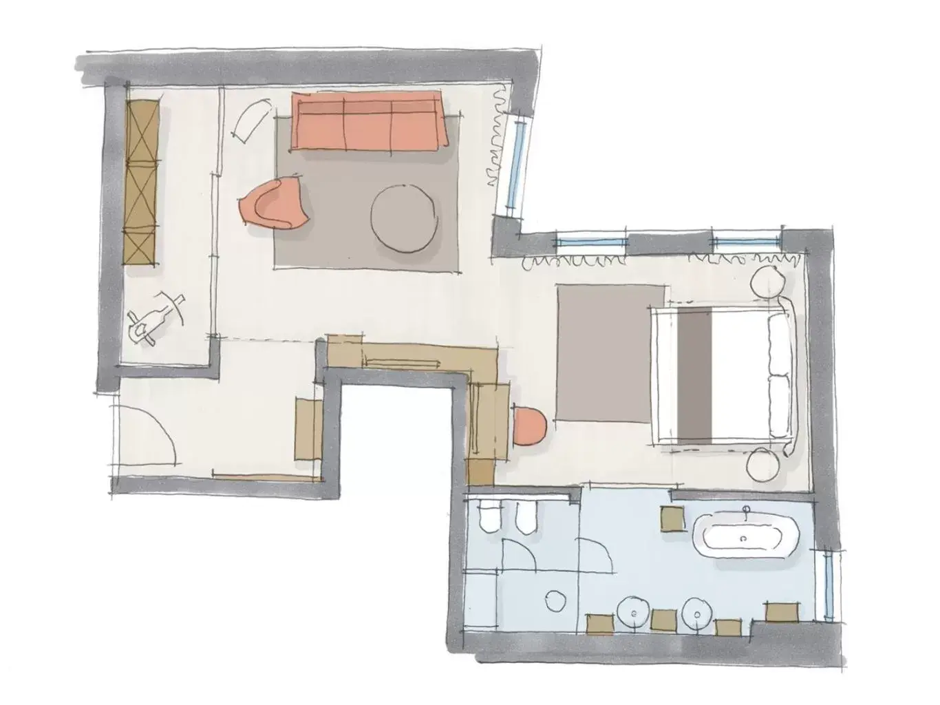 Photo of the whole room, Floor Plan in Guesthouse Suiteseven