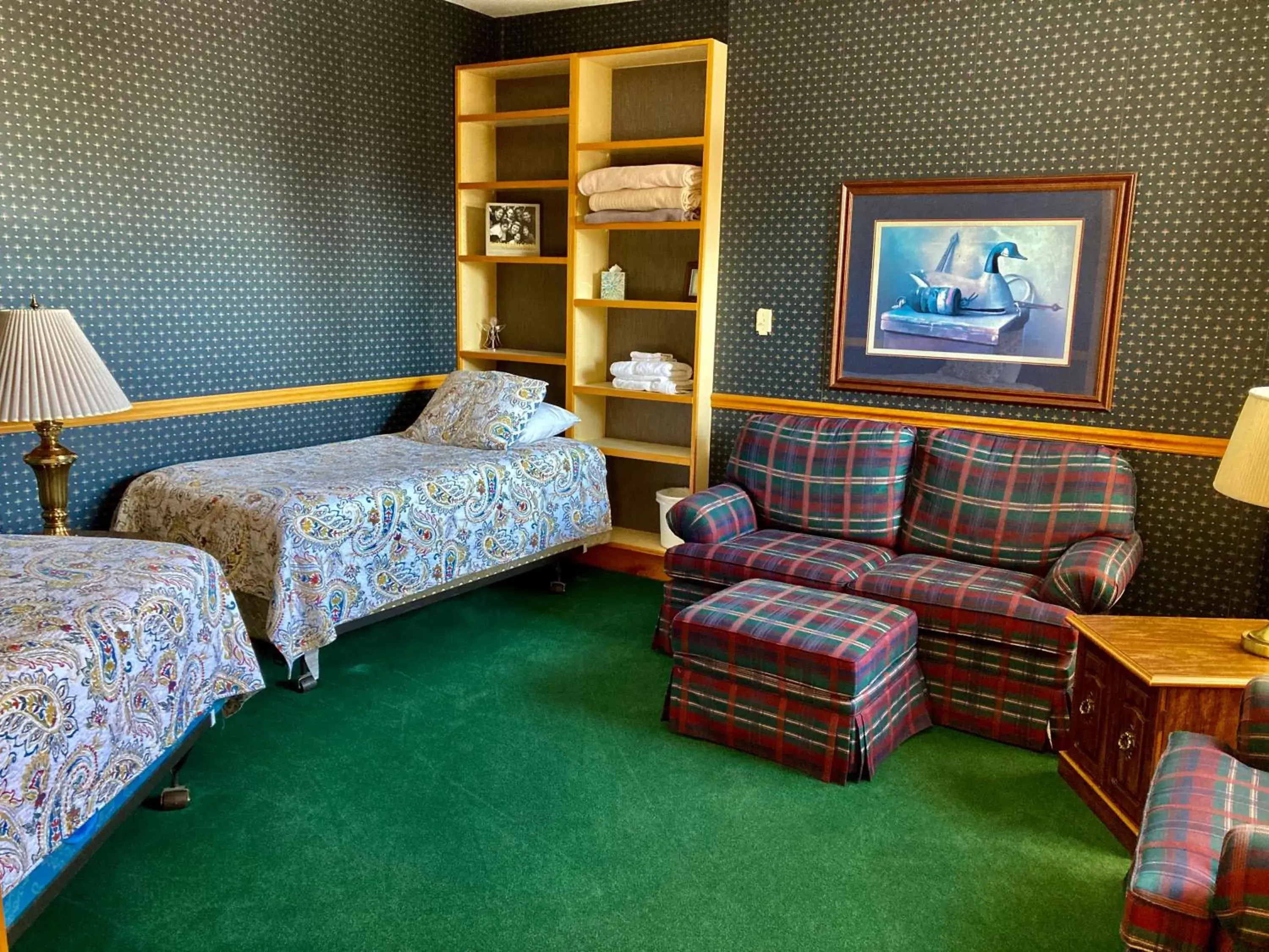 Bedroom, Seating Area in Garden Grove Retreat & Lodging near Pictured Rocks, Fayette, Trails