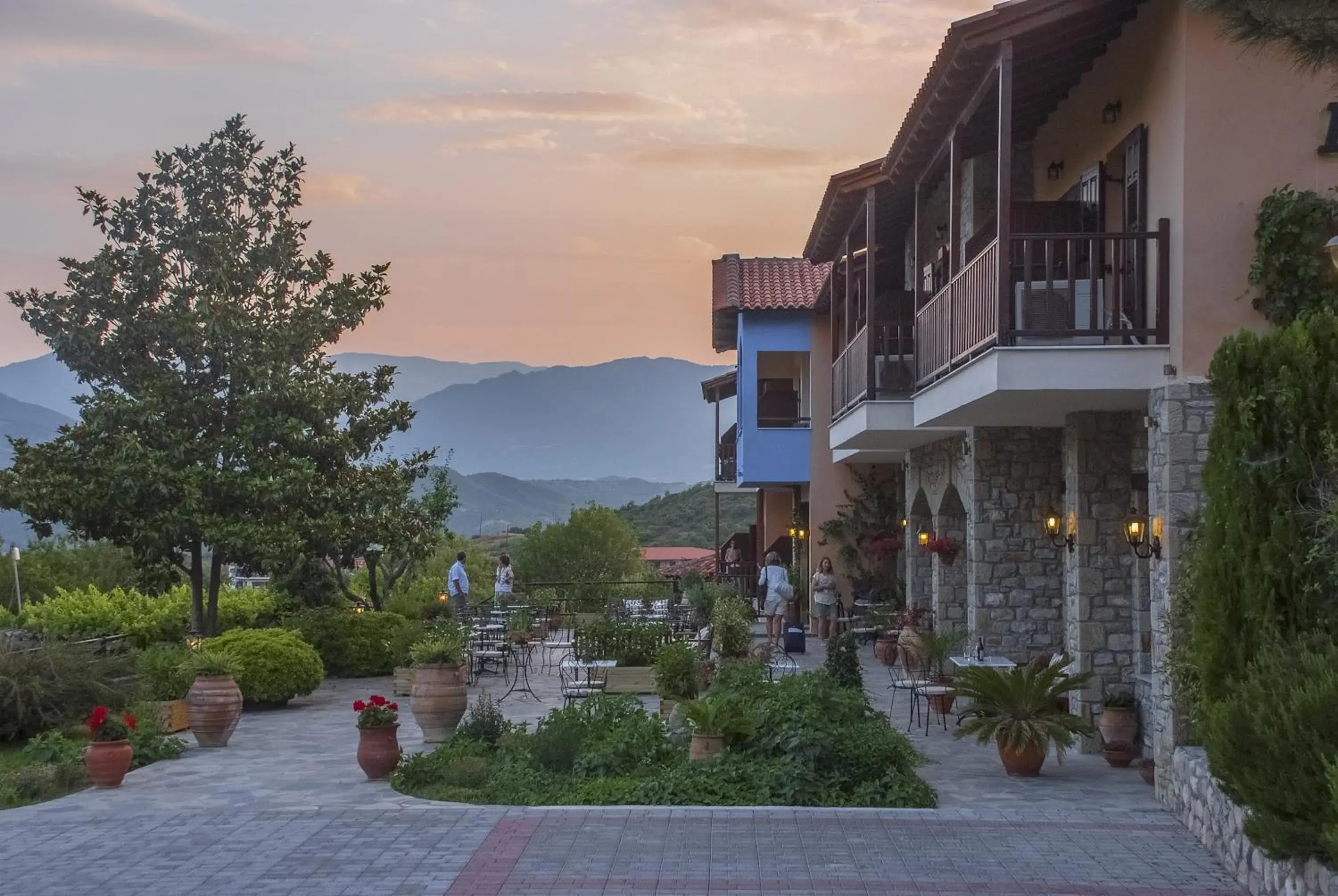 Patio, Property Building in Hotel Doupiani House