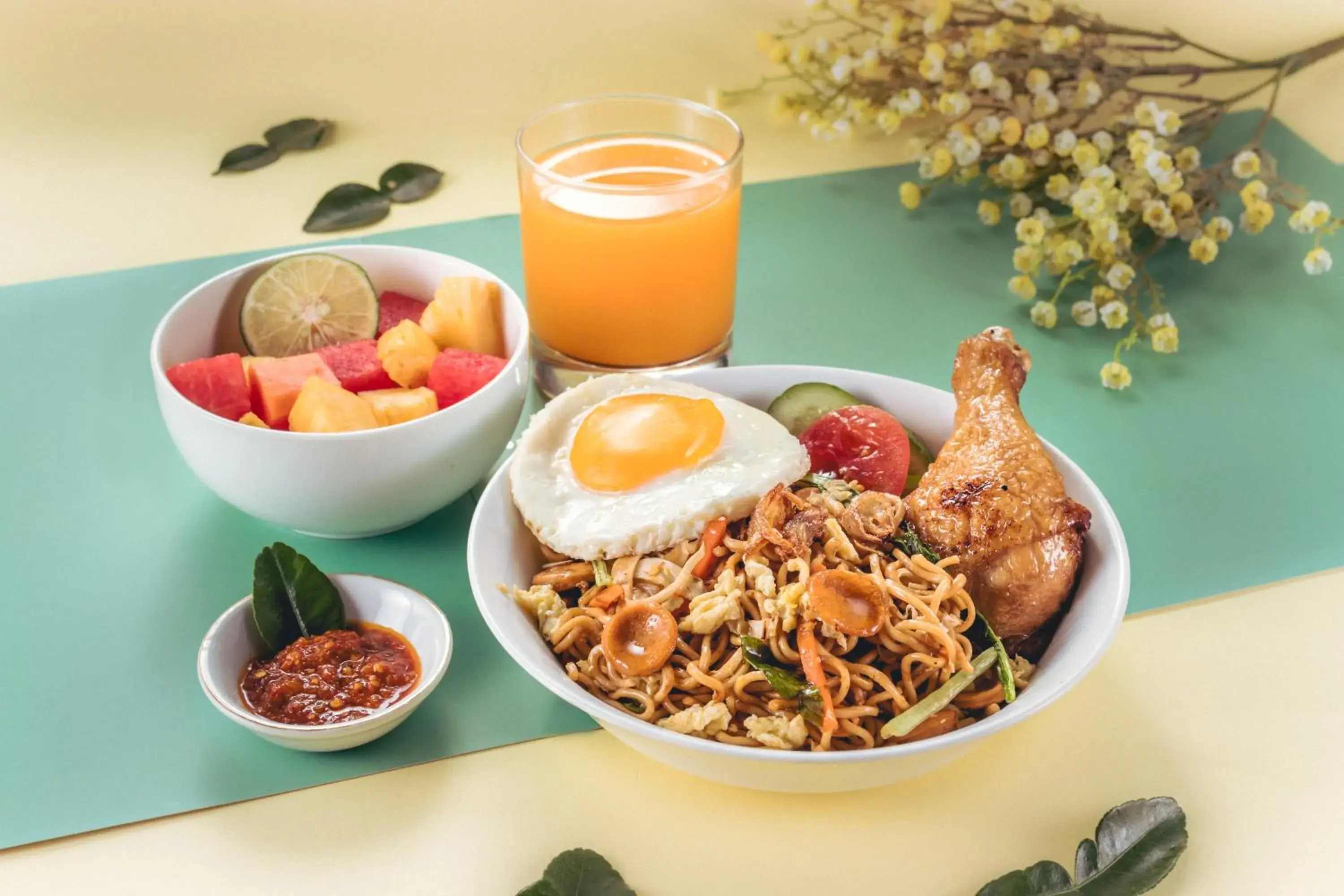 Asian breakfast in Pop! Hotel Sangaji Yogyakarta