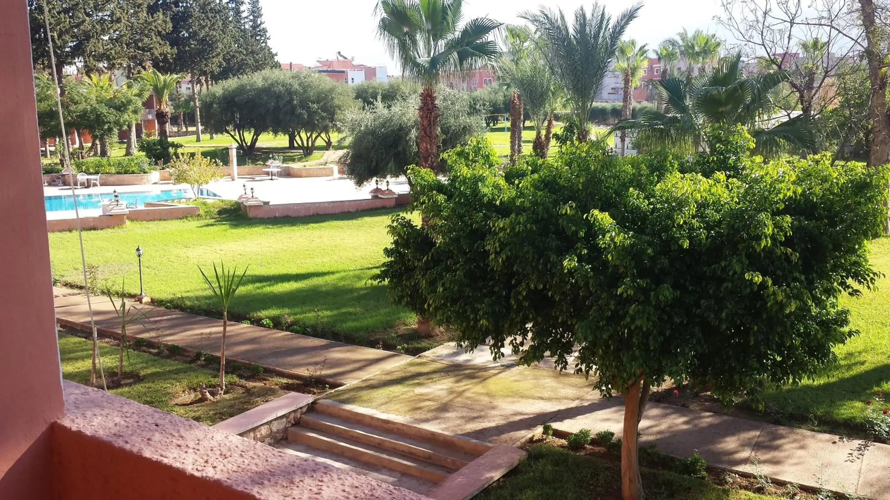 Balcony/Terrace, Pool View in Hotel Ouzoud Beni Mellal