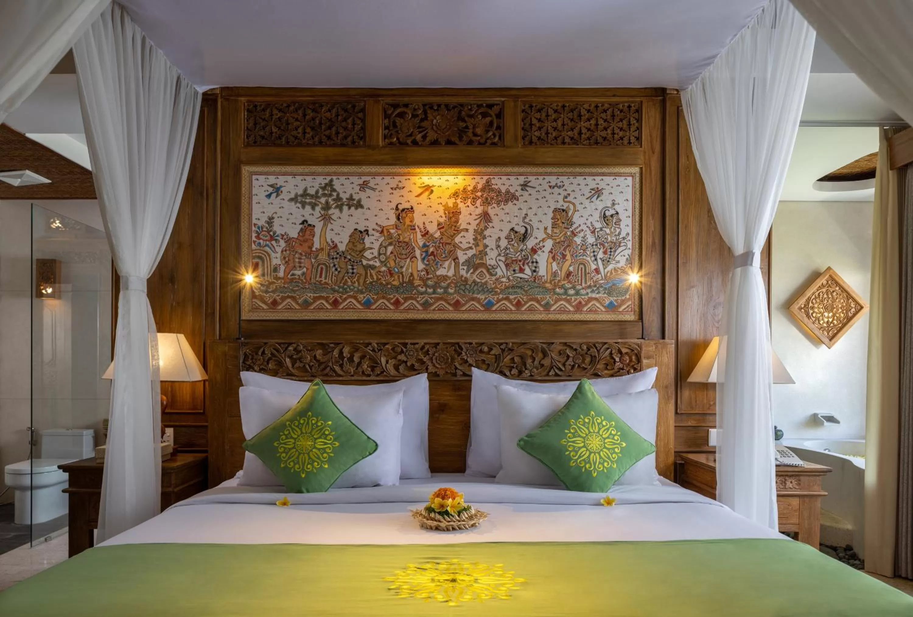 Bed in The Alena Resort a Pramana Experience