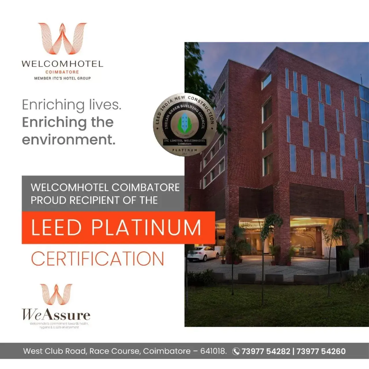 Certificate/Award in Welcomhotel by ITC Hotels, RaceCourse, Coimbatore