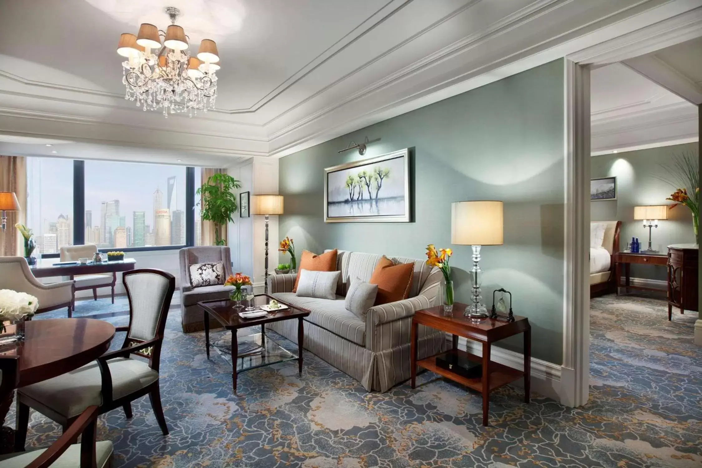 Living room, Seating Area in Waldorf Astoria Shanghai on the Bund