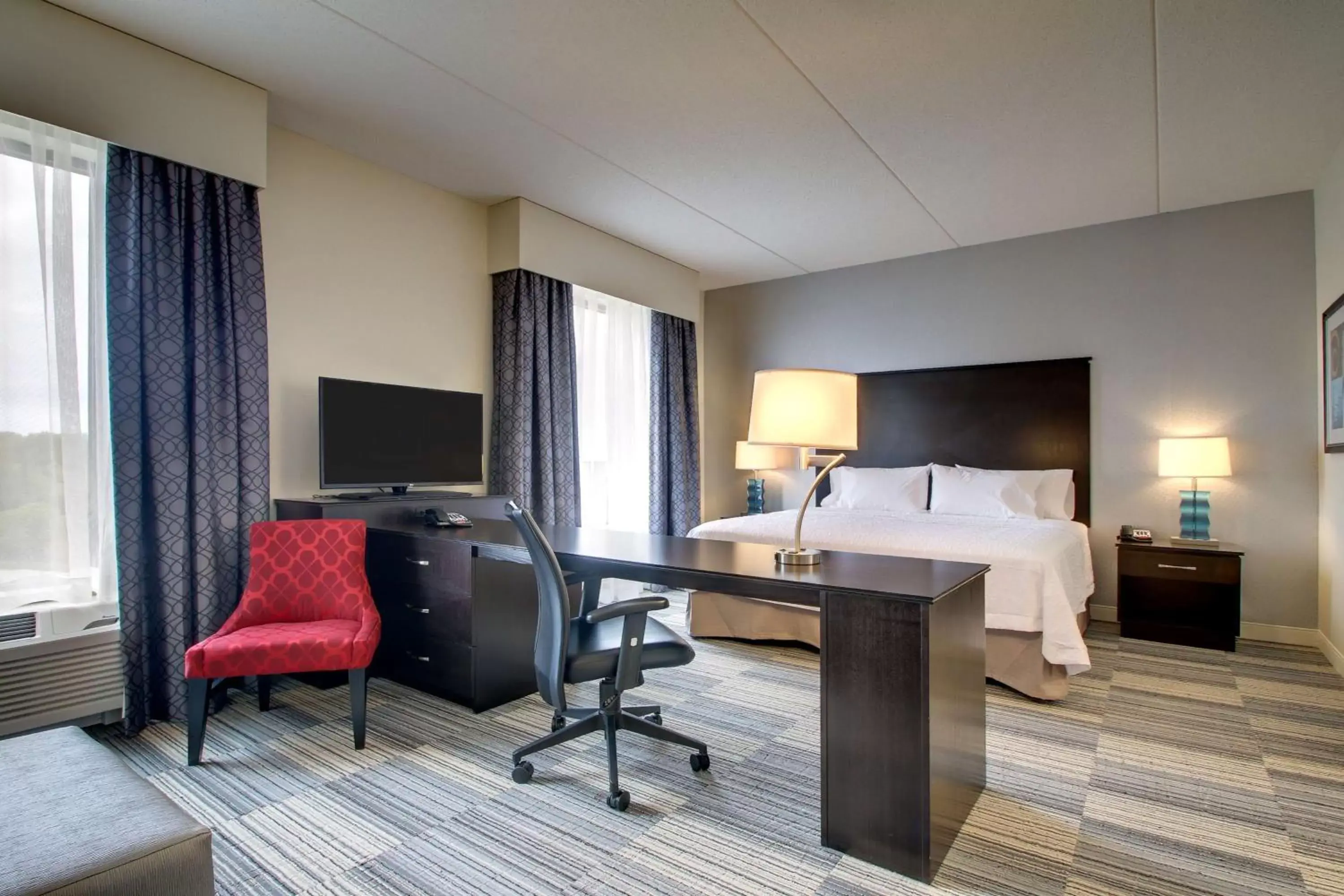 Bed, TV/Entertainment Center in Hampton Inn & Suites Greenville Airport