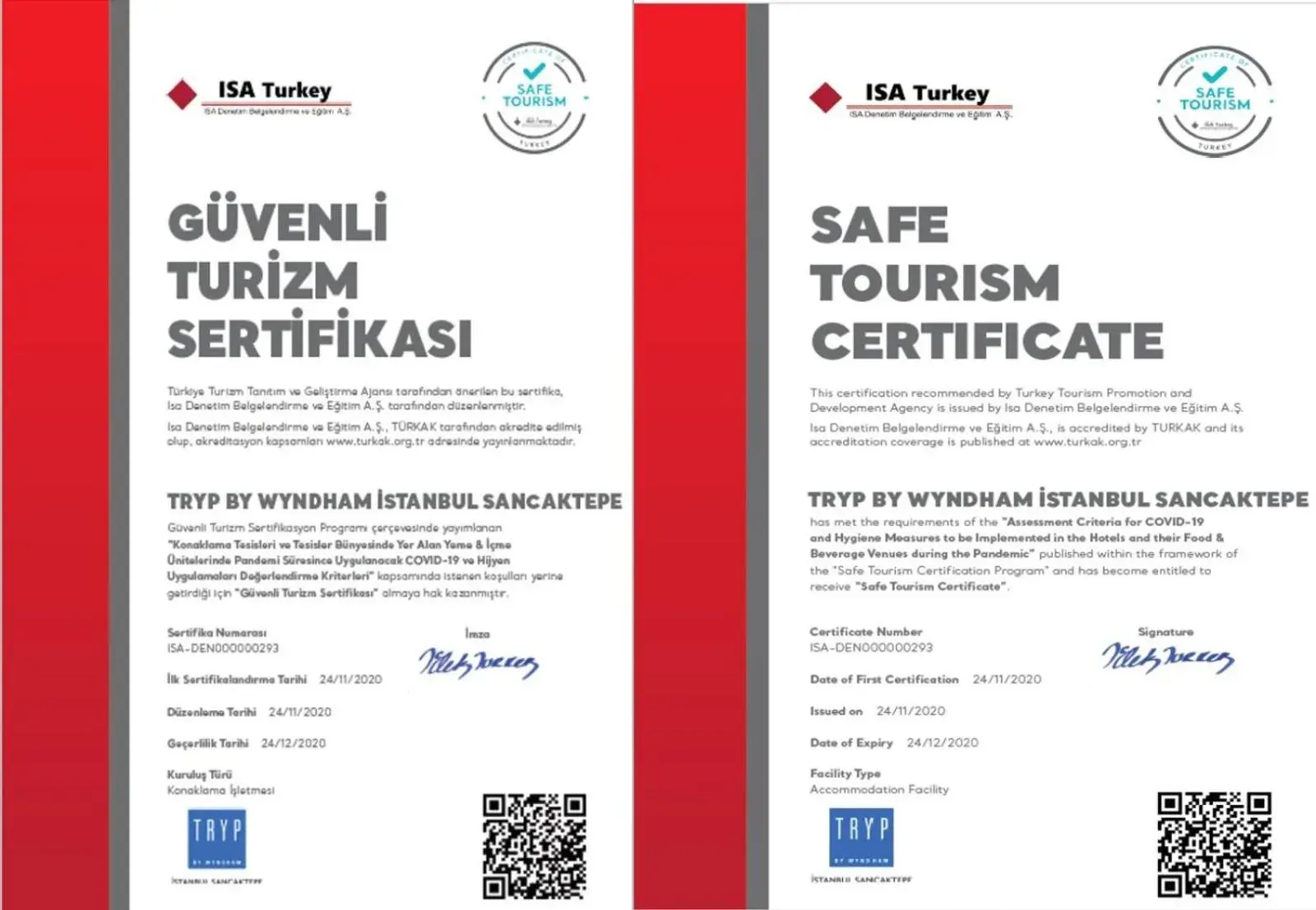 Certificate/Award in Tryp By Wyndham Istanbul Sancaktepe