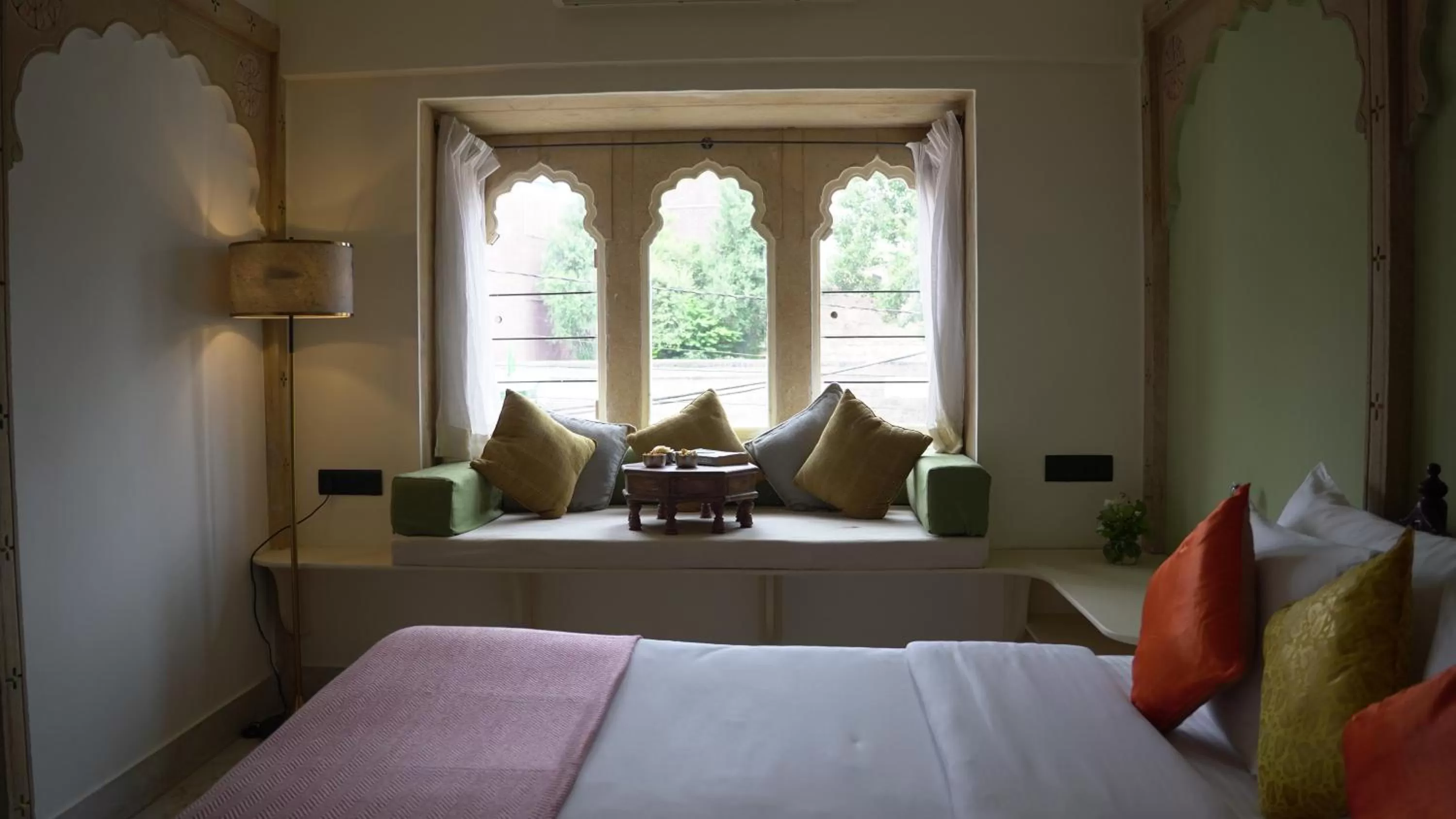 Bed, Seating Area in The Stepwell Hotel