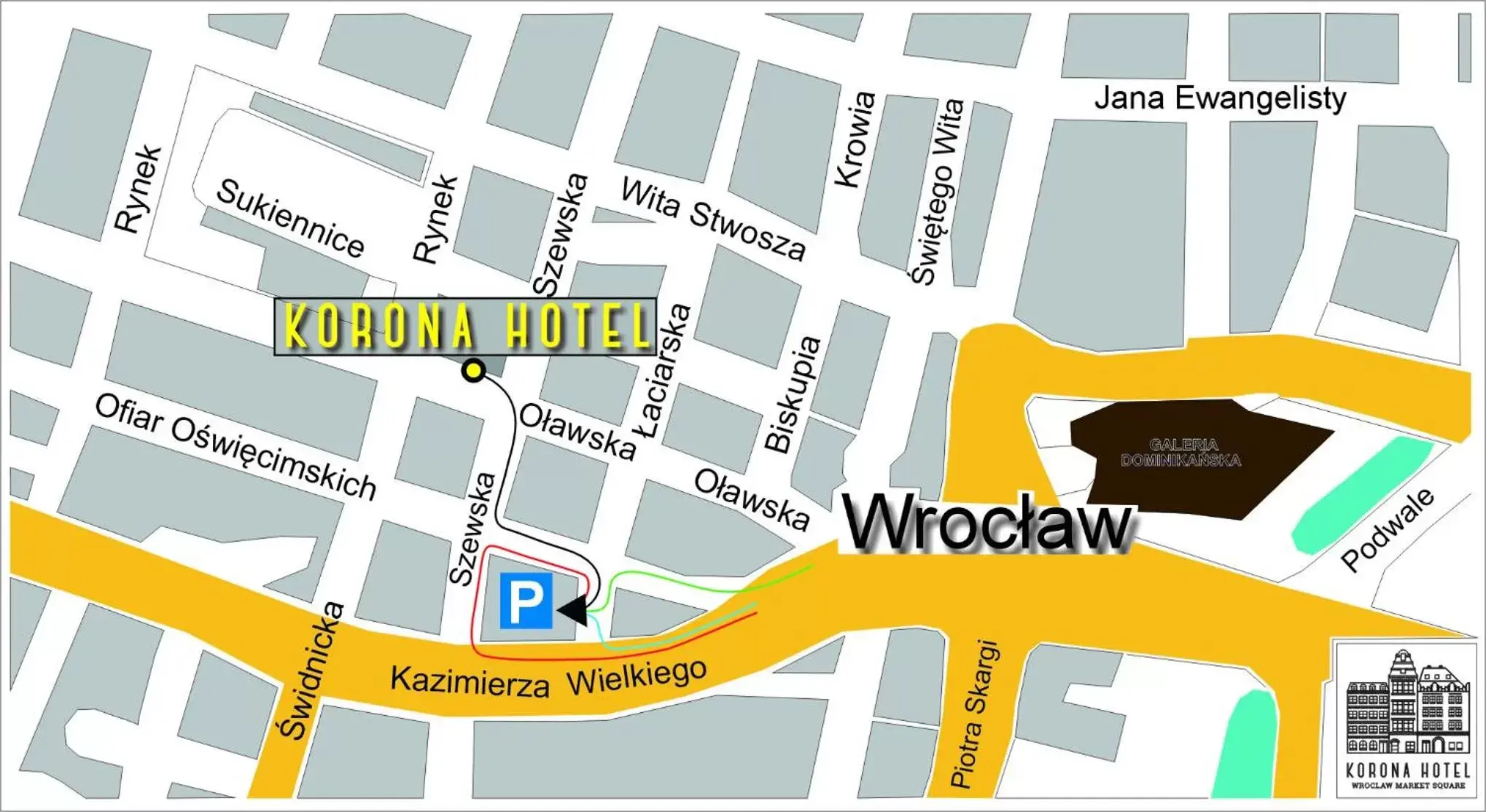 Parking, Bird's-eye View in Korona Hotel Wroclaw Market Square