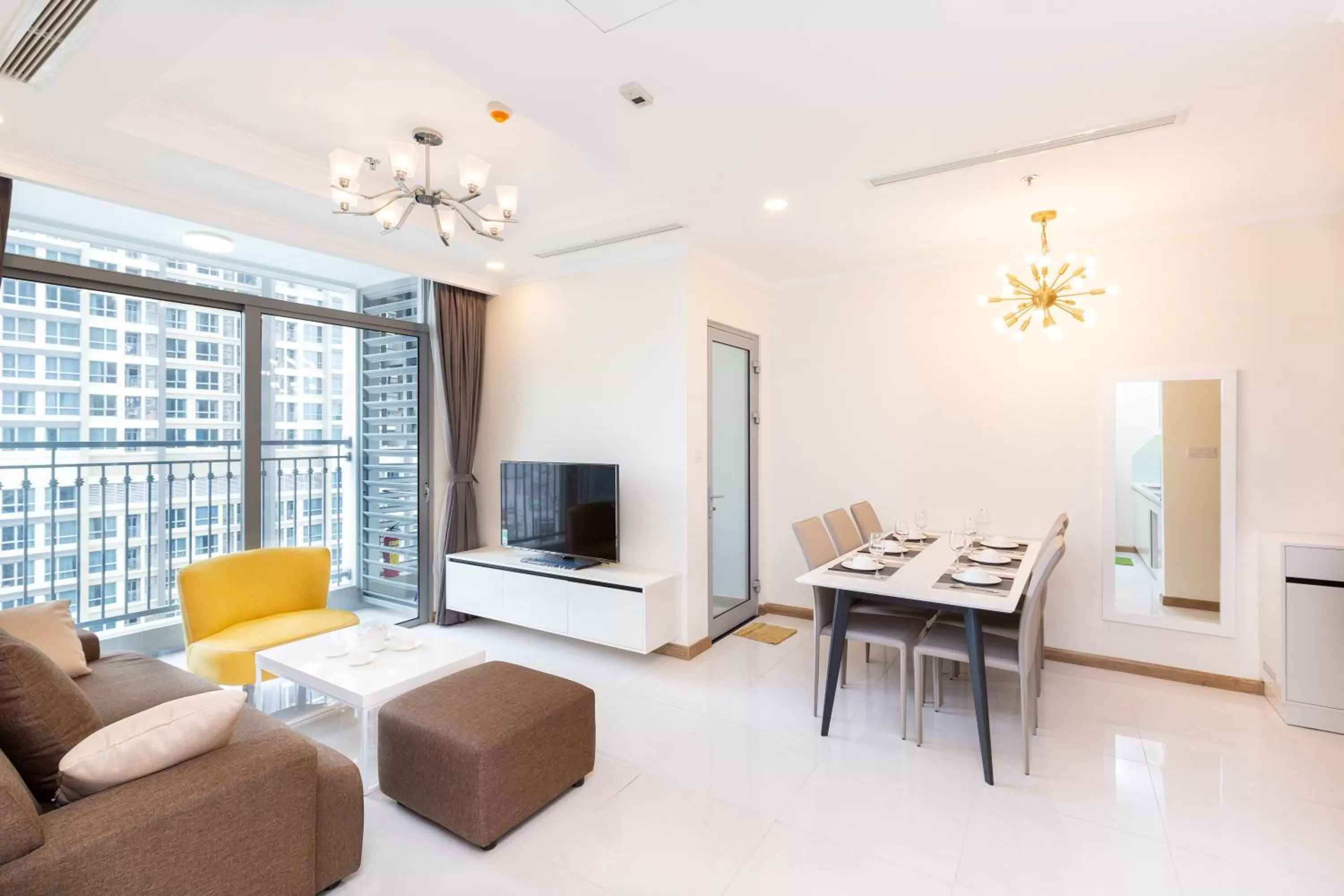 TV and multimedia, Seating Area in Vinhomes Central Park-Nice Homes