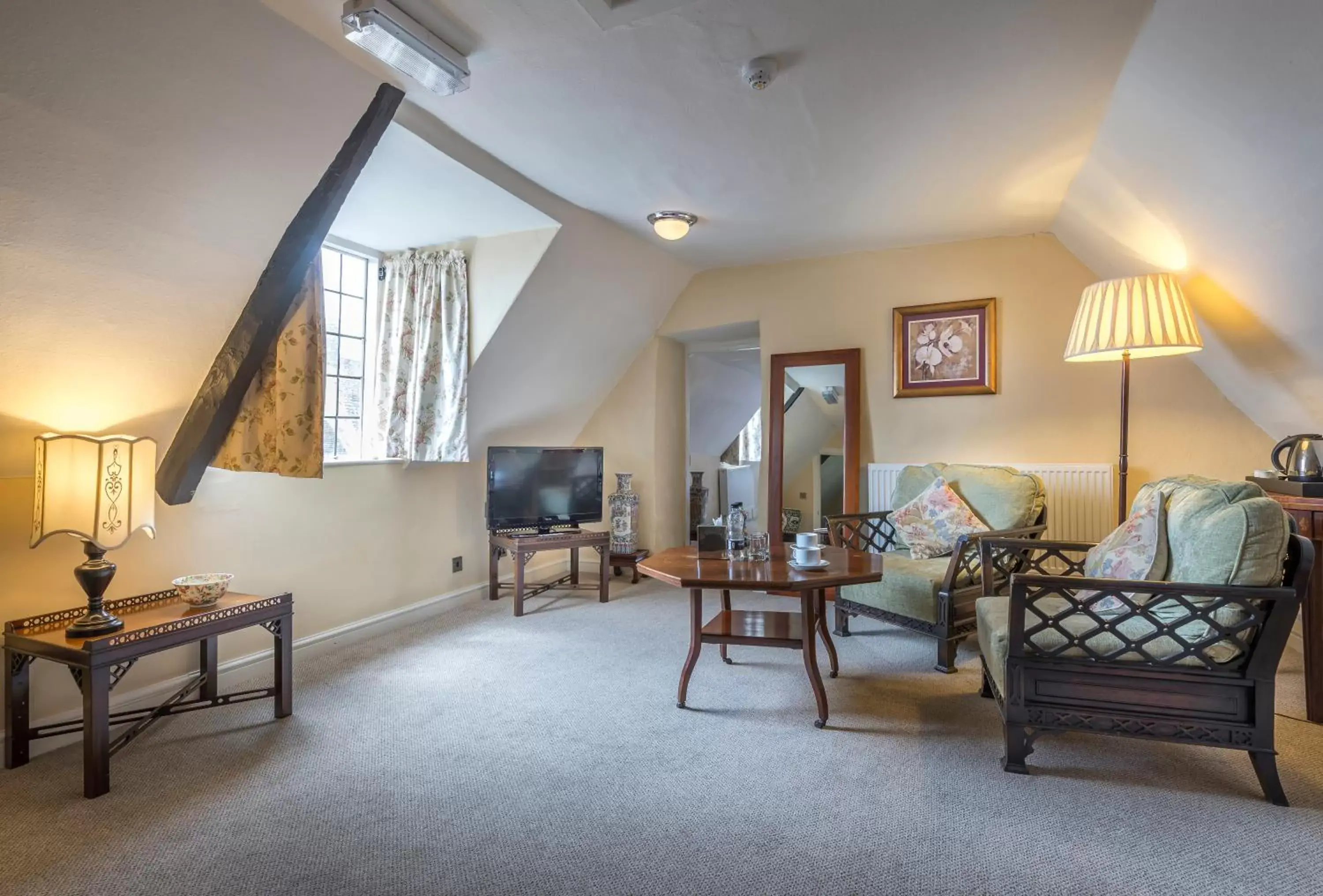 Bedroom, Seating Area in The Talbot Hotel, Oundle , Near Peterborough