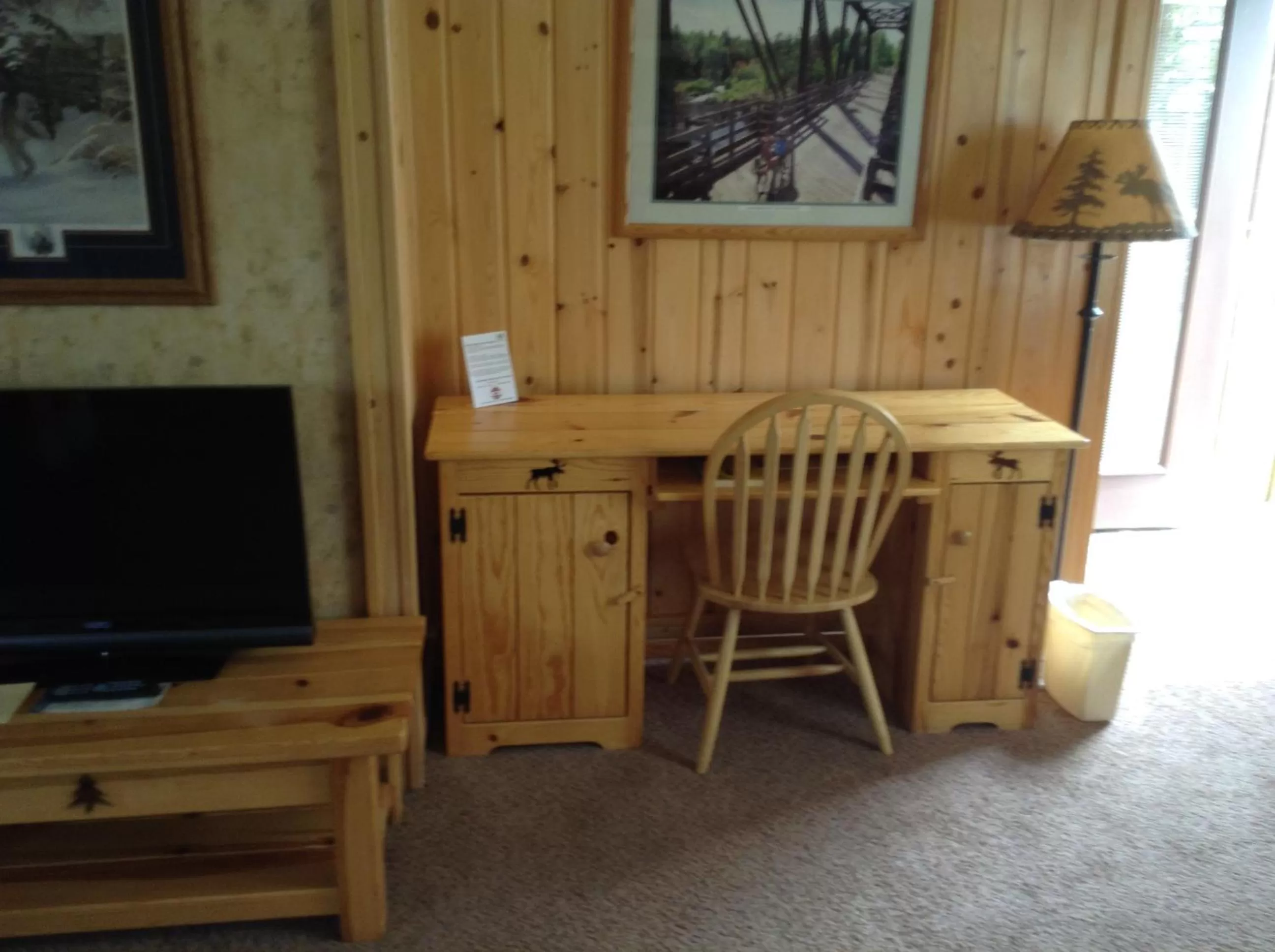 Decorative detail, TV/Entertainment Center in Willard Munger Inn
