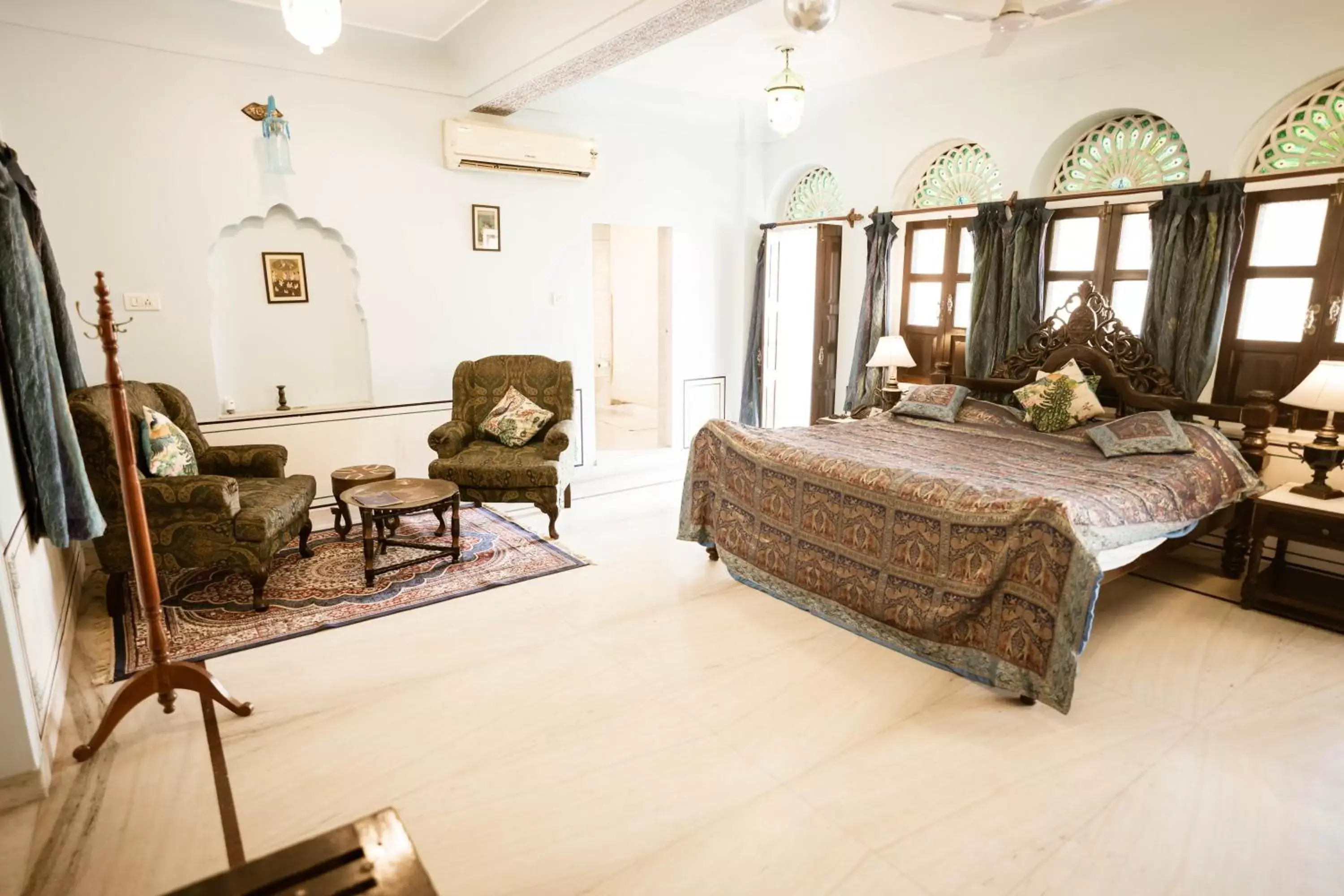 Bed in Khandela Haveli - a Boutique Heritage Hotel