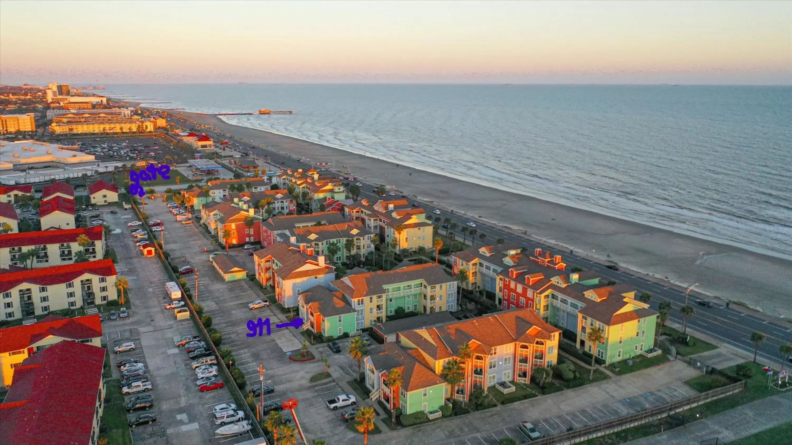 Bird's eye view, Bird's-eye View in The Dawn on Galveston Beach