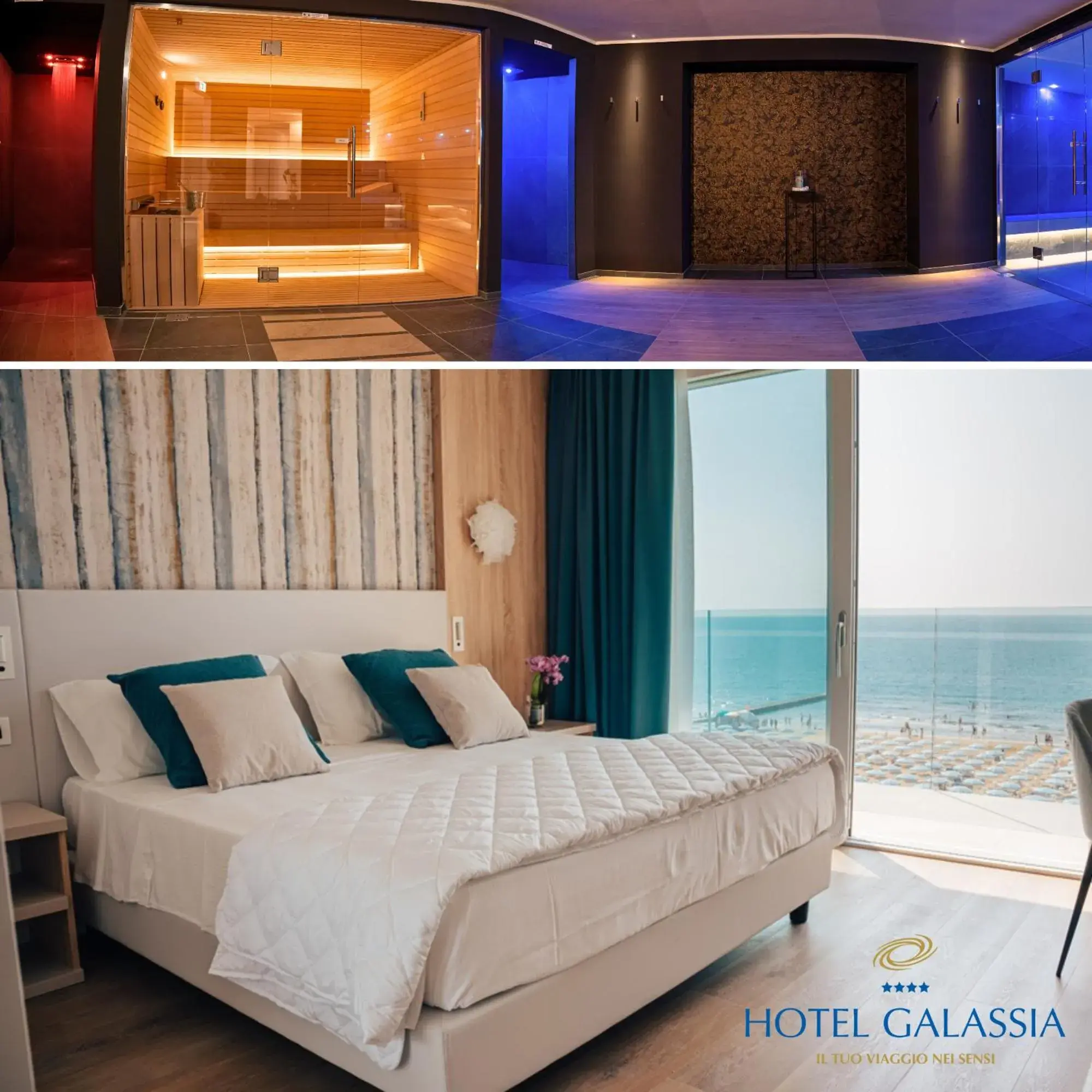 Sauna, Bed in Hotel Galassia Suites & Spa