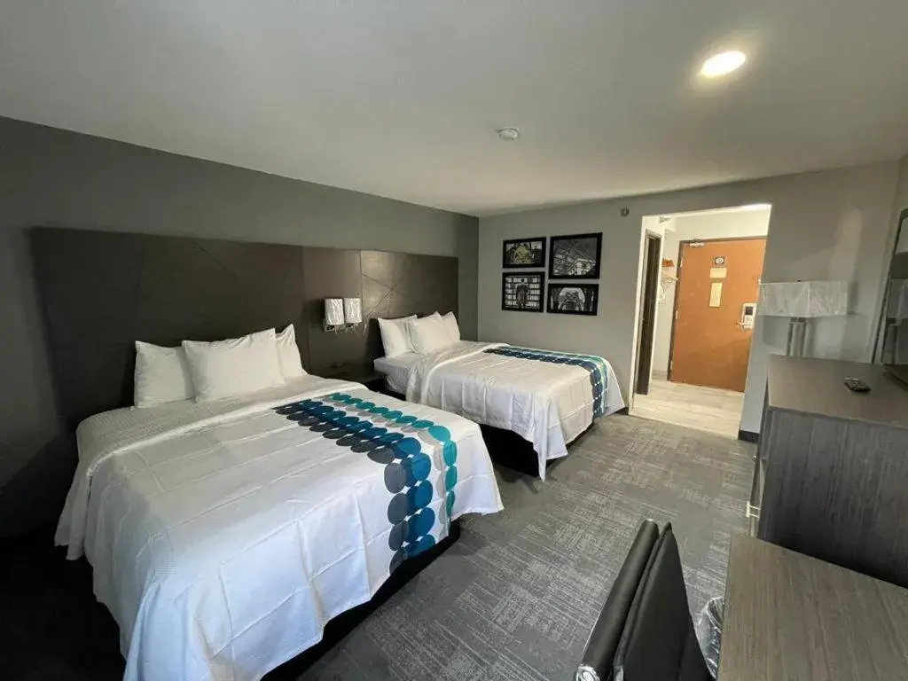 View (from property/room), Bed in La Quinta Inn by Wyndham Indianapolis Airport Executive Dr
