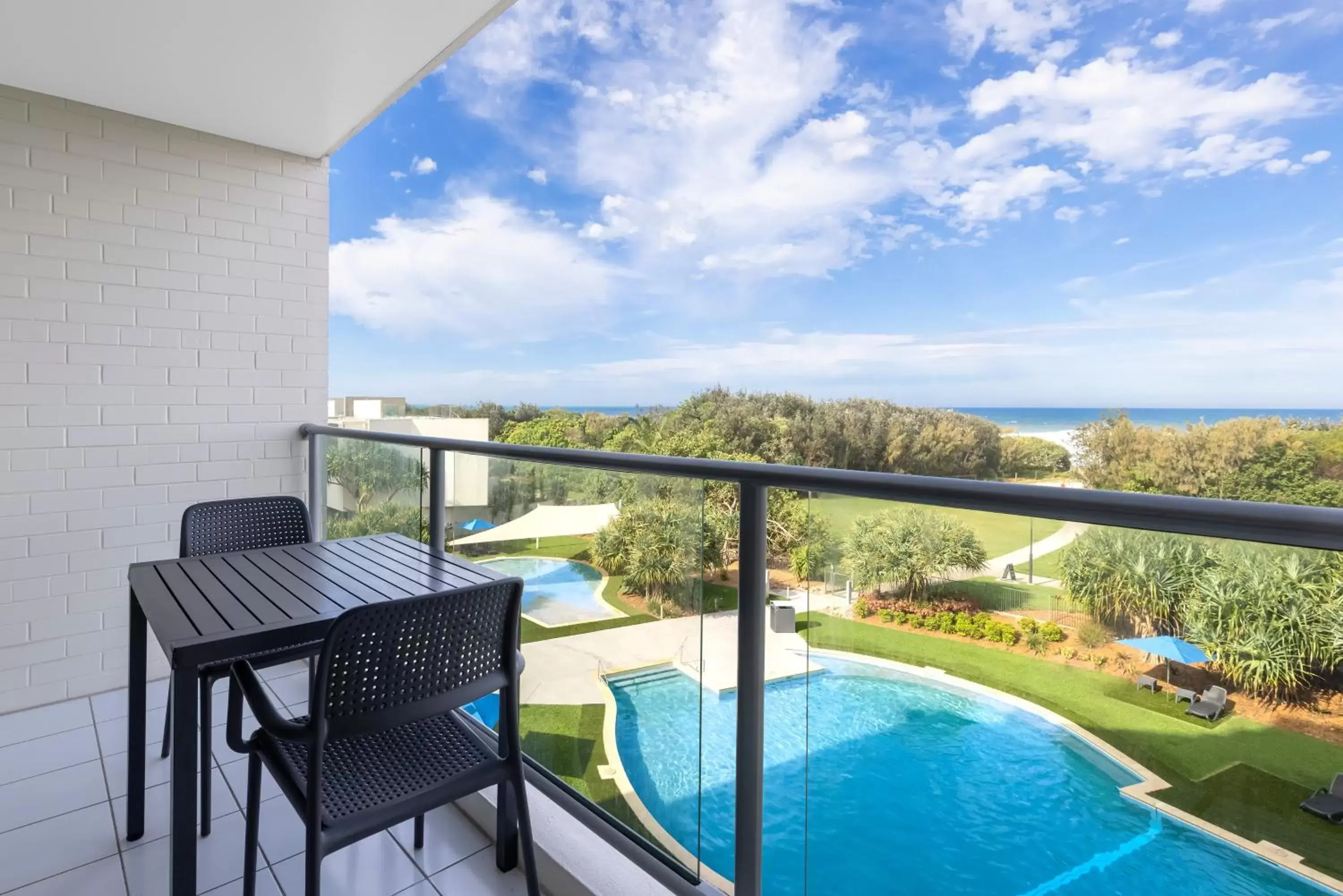 Balcony/Terrace, Pool View in Ramada By Wyndham Marcoola Beach