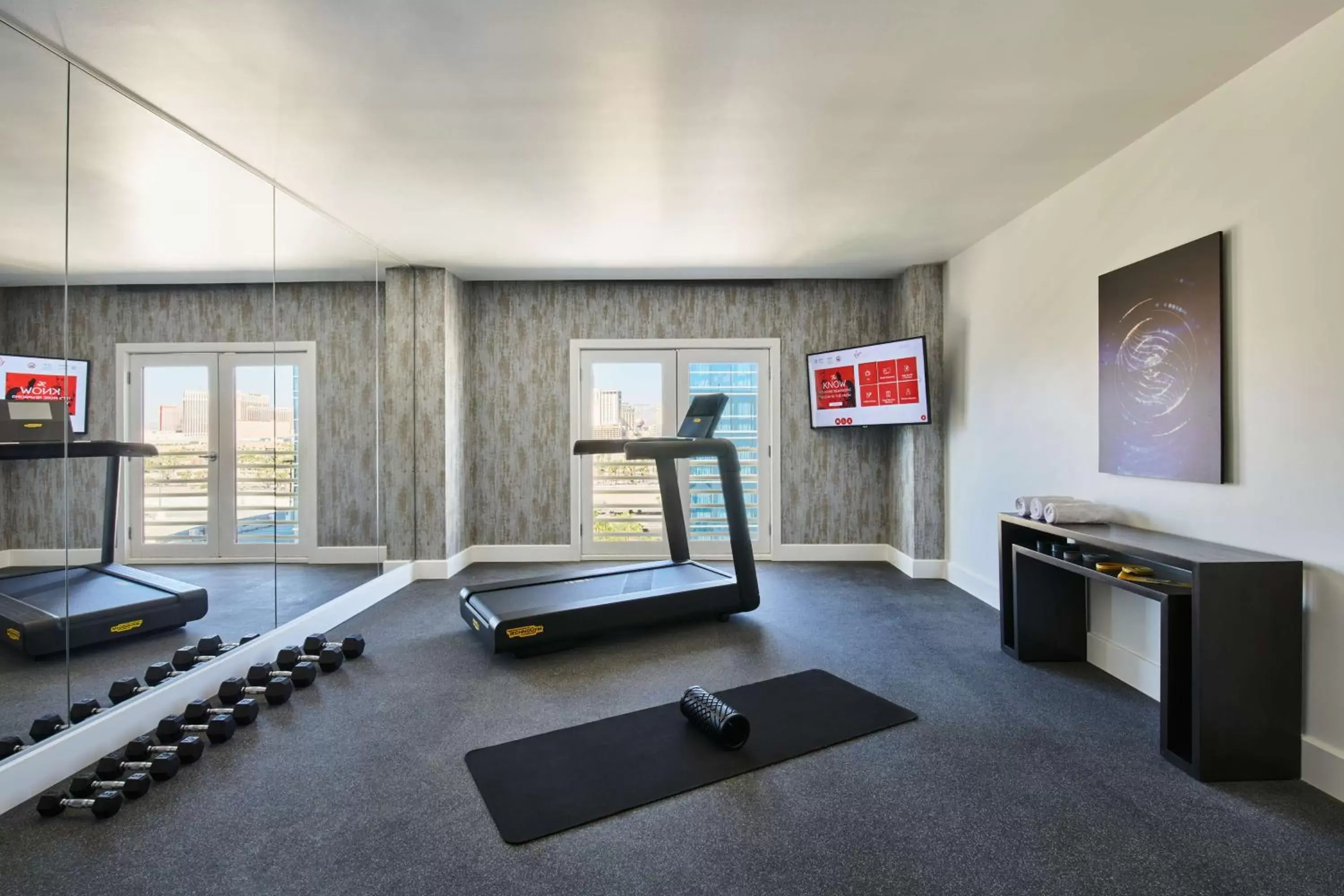 Bedroom, Fitness Center/Facilities in Virgin Hotels Las Vegas, Curio Collection by Hilton