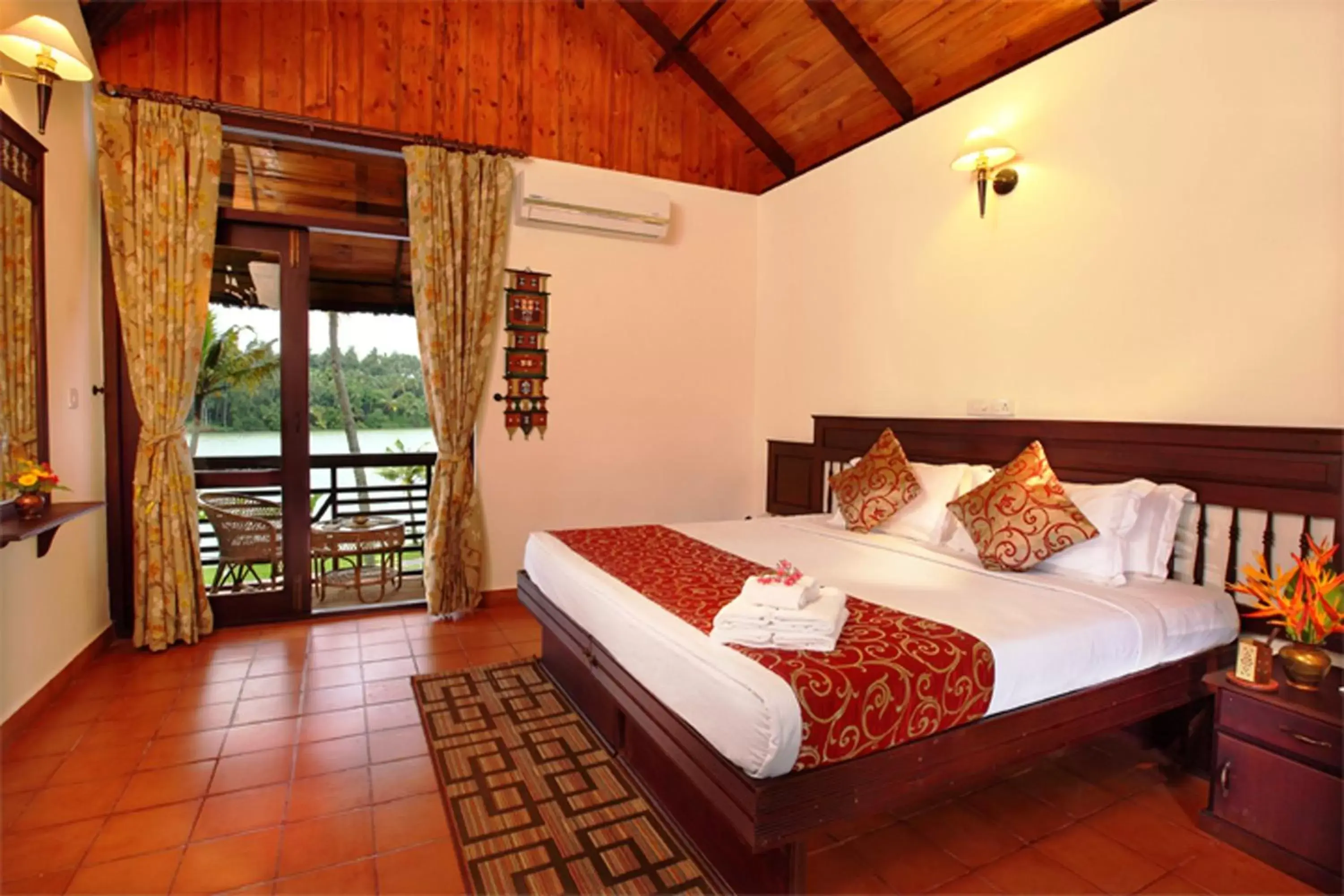 Bed in Fragrant Nature Backwater Resort & Ayurveda Spa Kollam