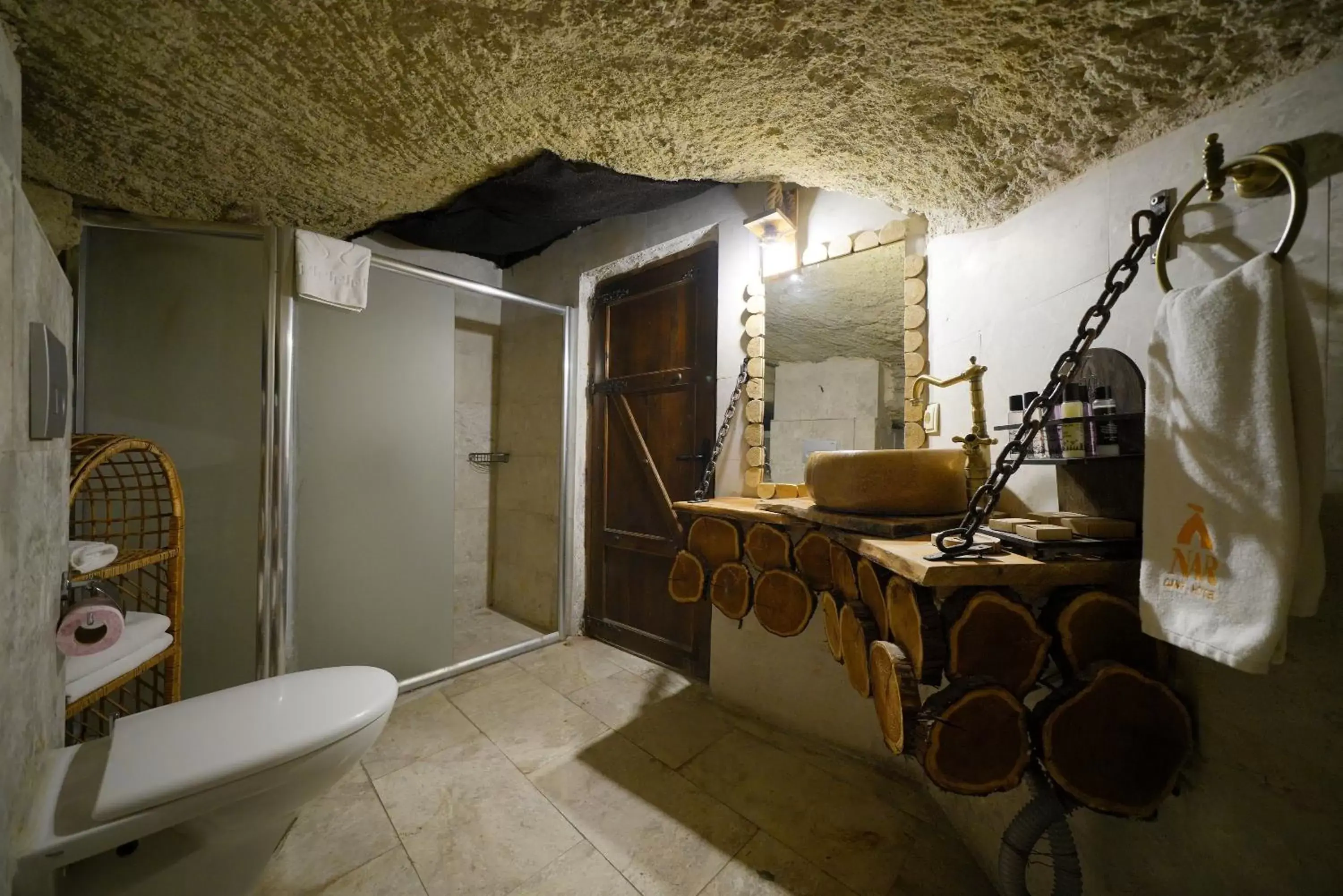 Shower, Bathroom in Cappadocia Nar Cave House & Hot Swimming Pool