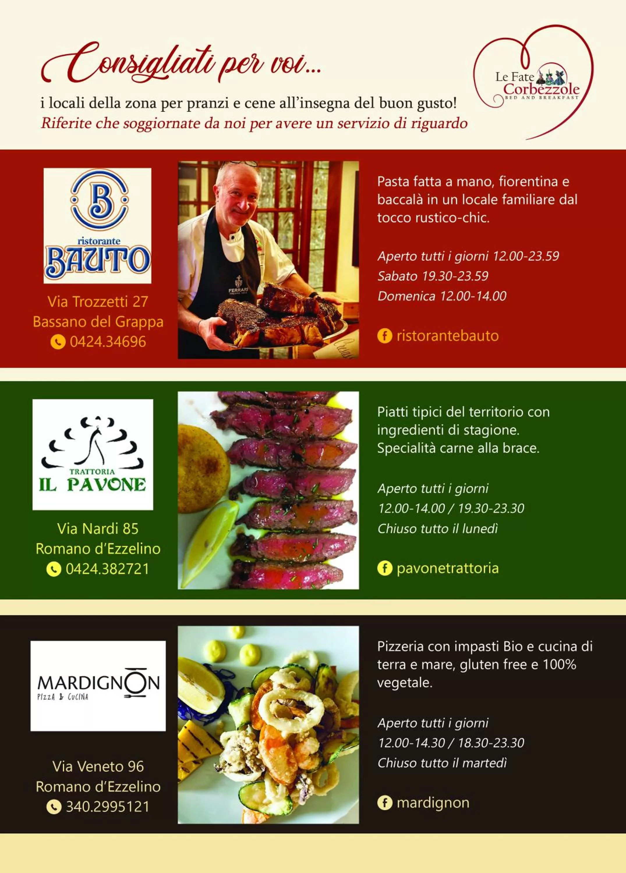 Restaurant/places to eat in Le Fate Corbezzole