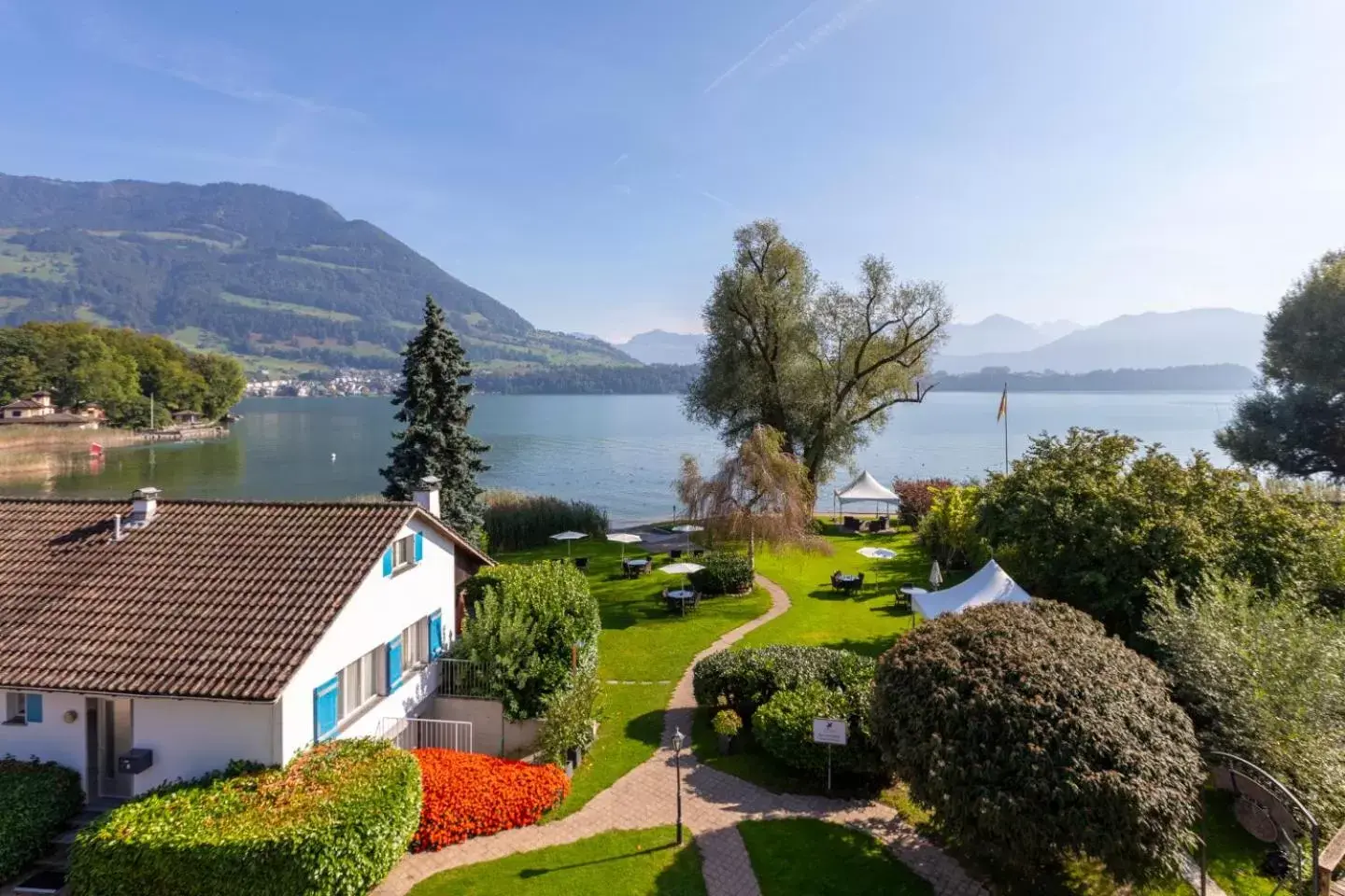 View (from property/room), River View in Swiss-Chalet Merlischachen - Romantik Schloss-Hotel am See