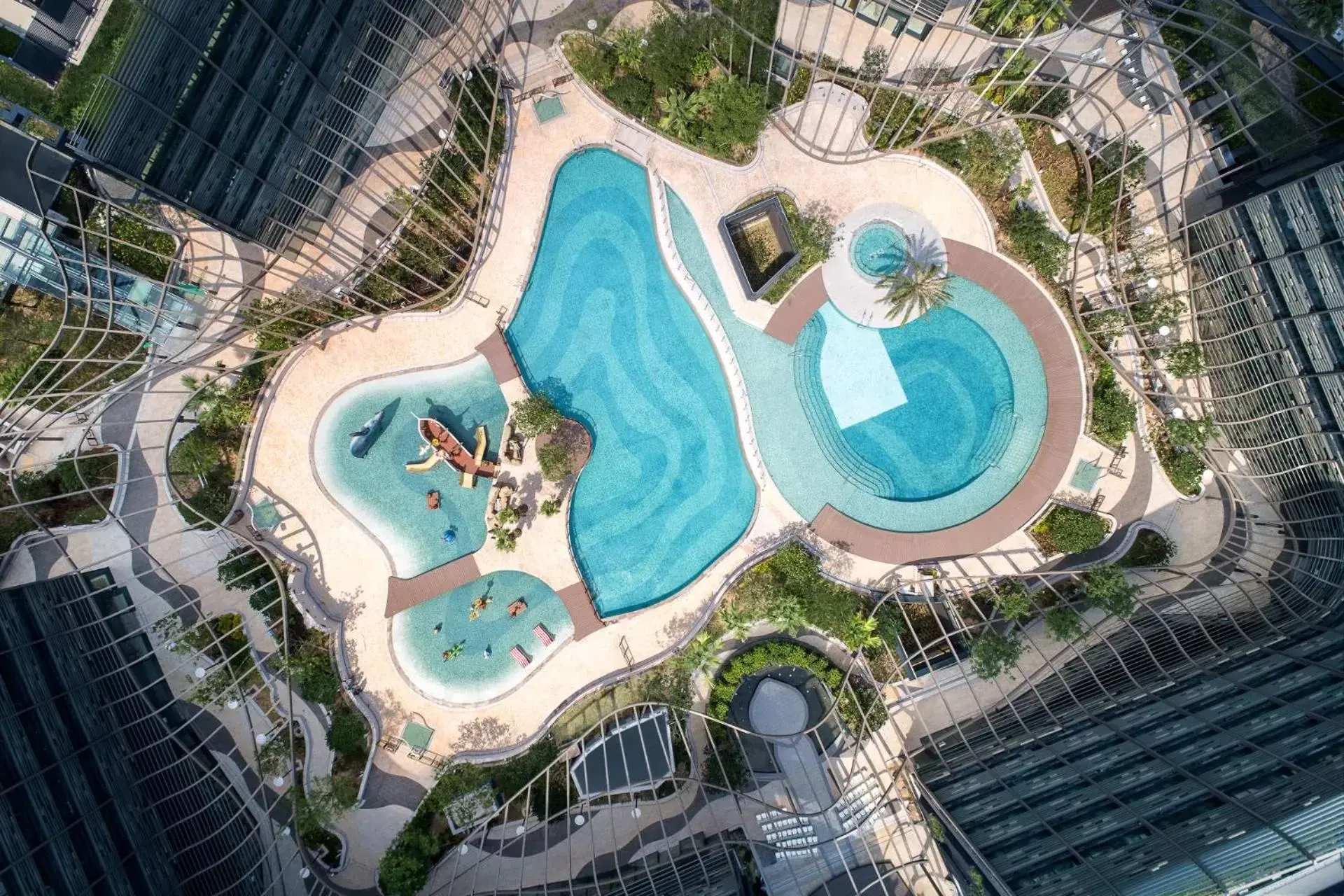 Pool View in Hong Kong Ocean Park Marriott Hotel