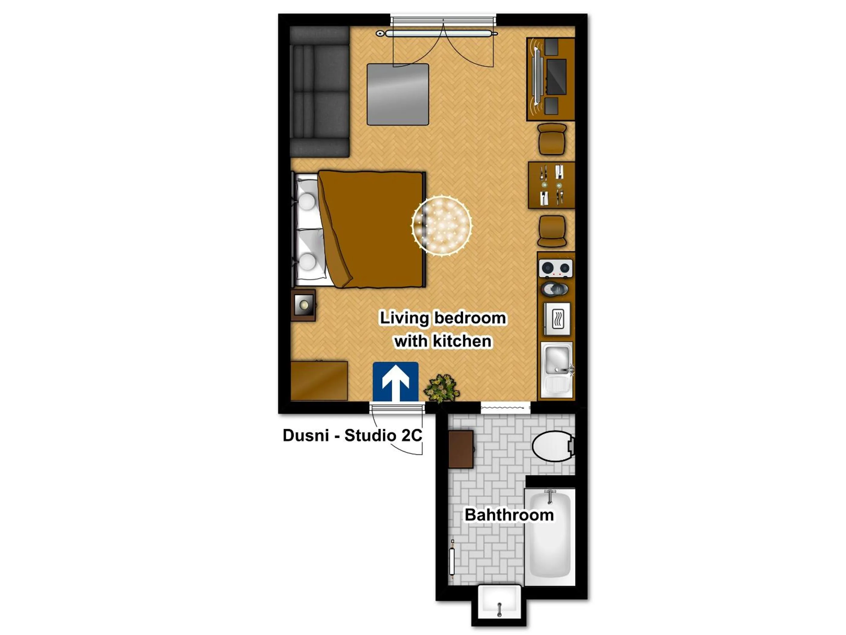 Floor plan in Old Town - Dusni Apartments