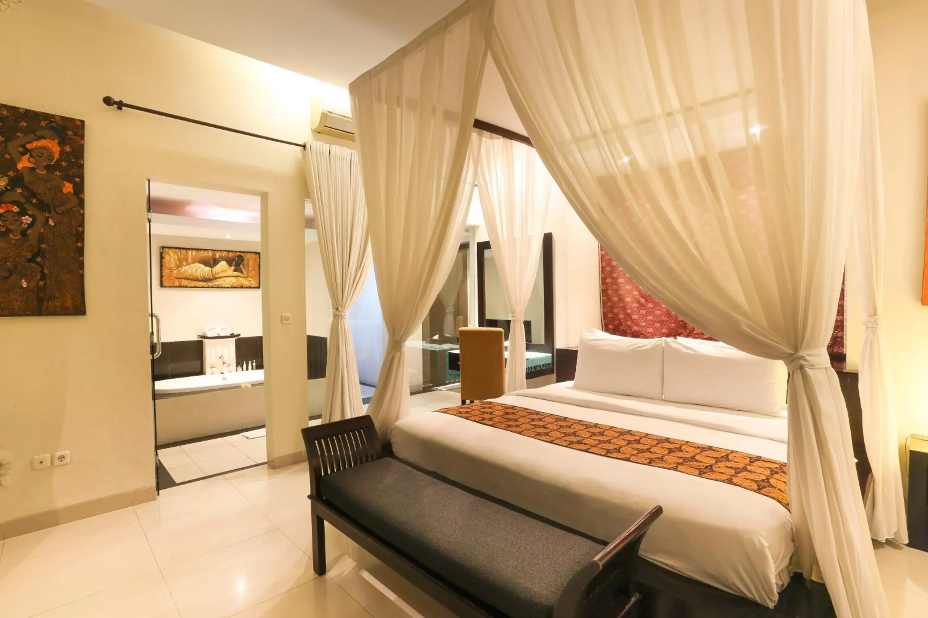 Bed in The Bidadari Villas and Spa