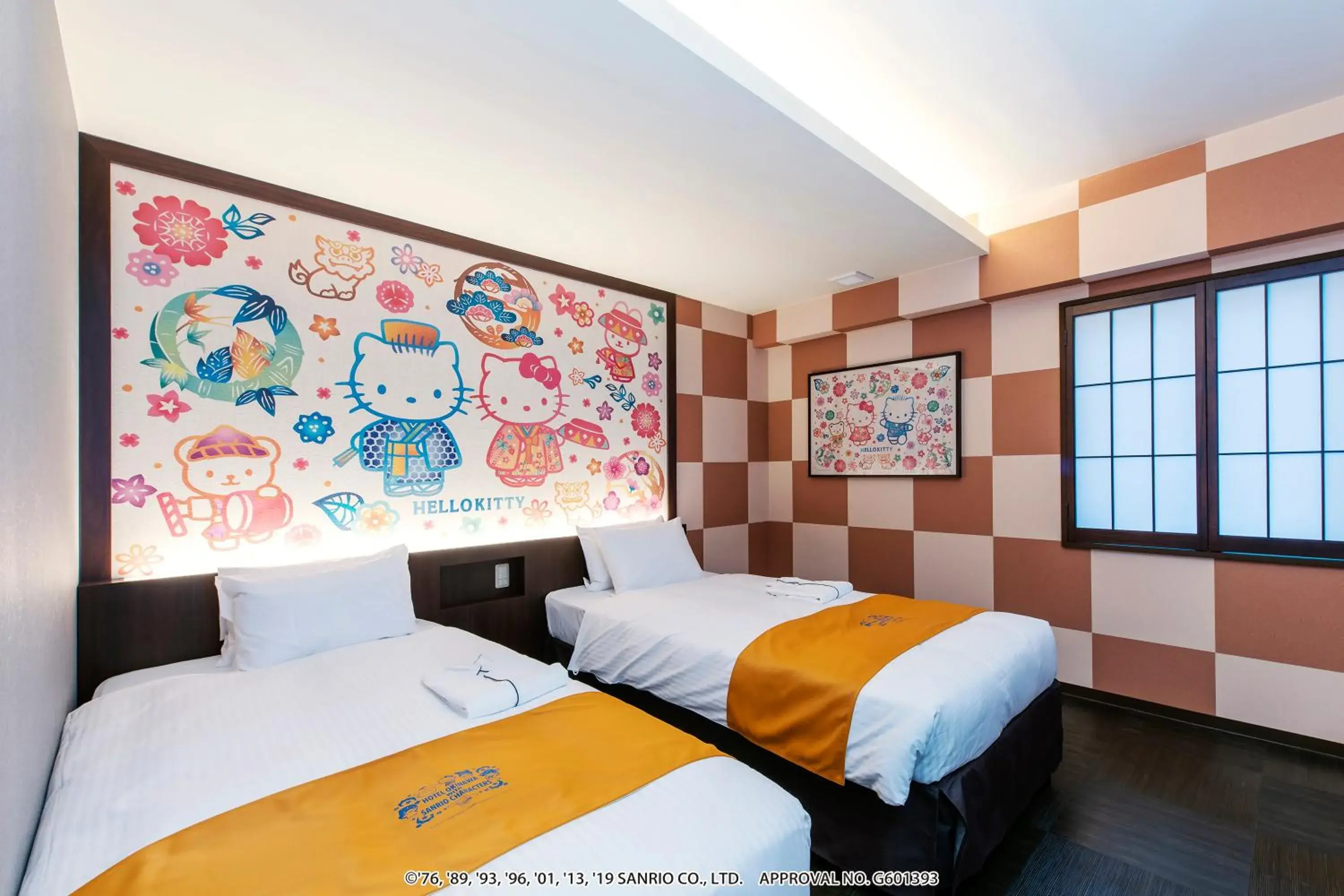 Bed in Hotel Okinawa With Sanrio Characters