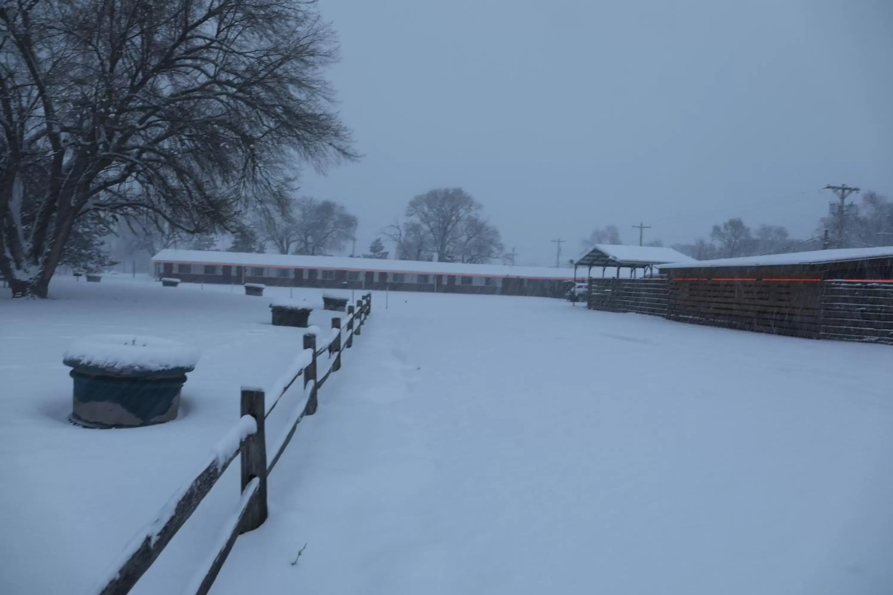 Property building, Winter in Raine Motel