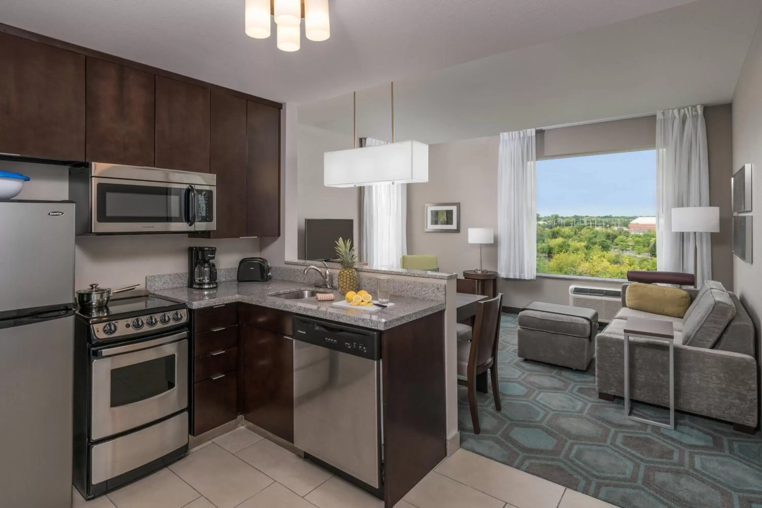 Living room, Kitchen/Kitchenette in TownePlace Suites by Marriott Chicago Schaumburg