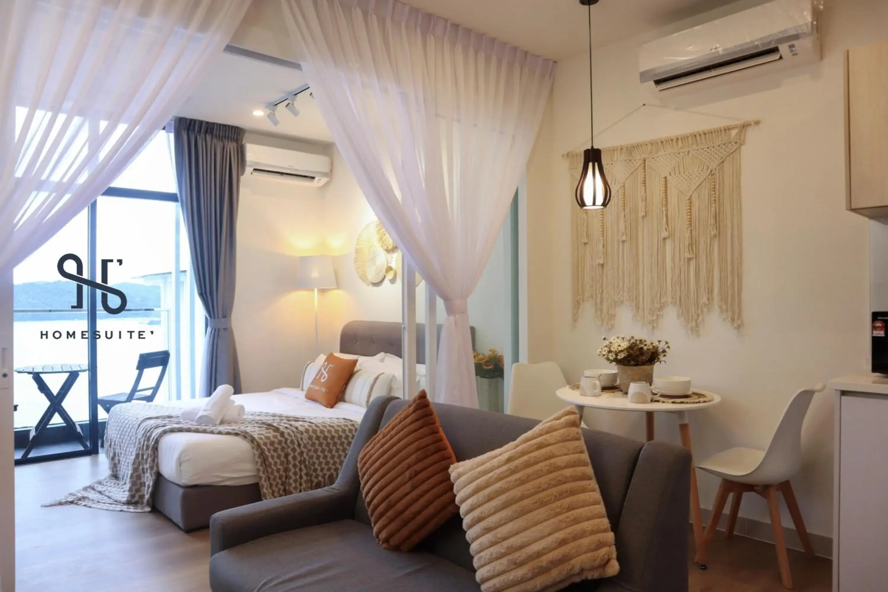 Living room, Bed in Homesuite' Home @ The Shore Kota Kinabalu
