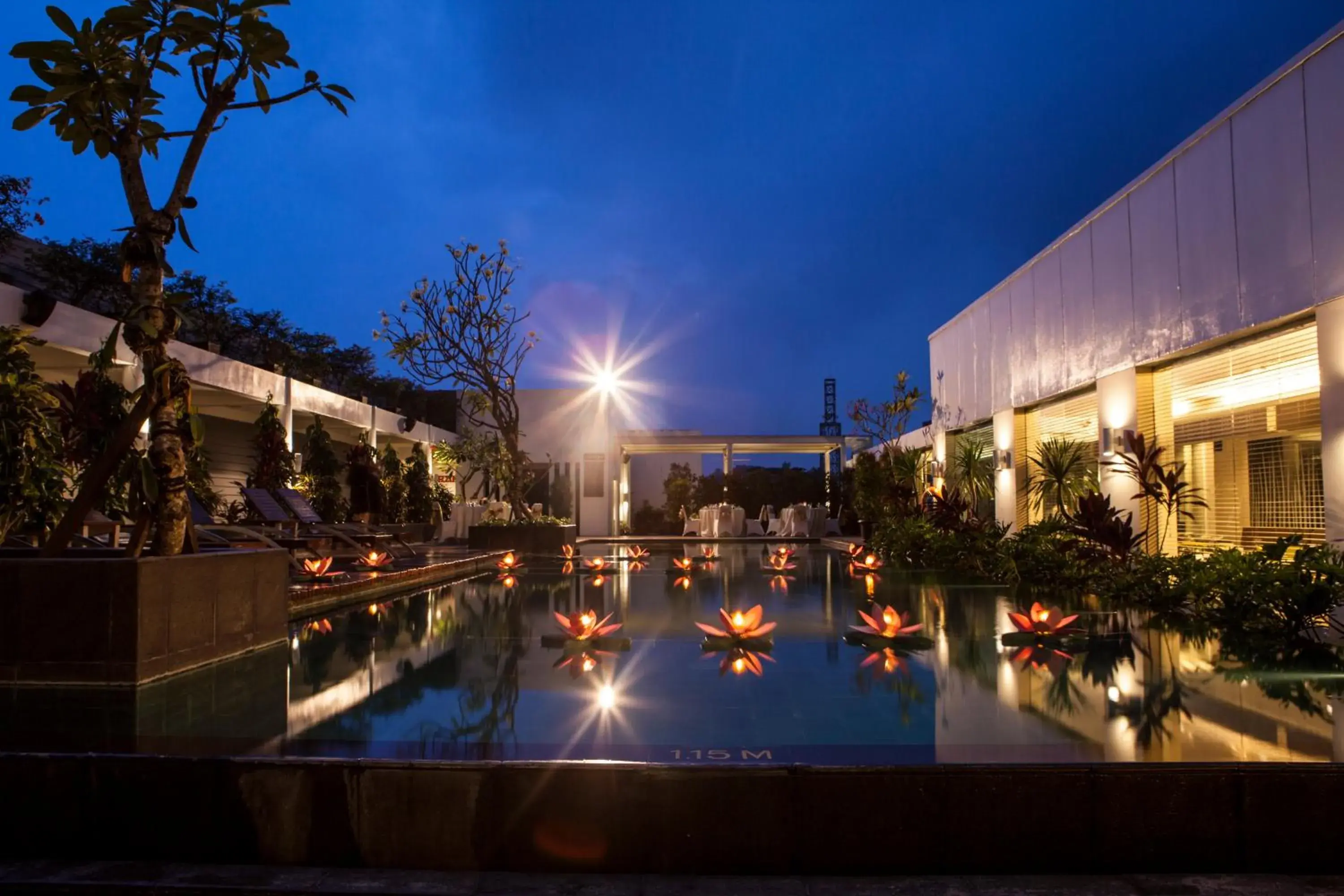 Night, Swimming Pool in Hotel Santika Bogor