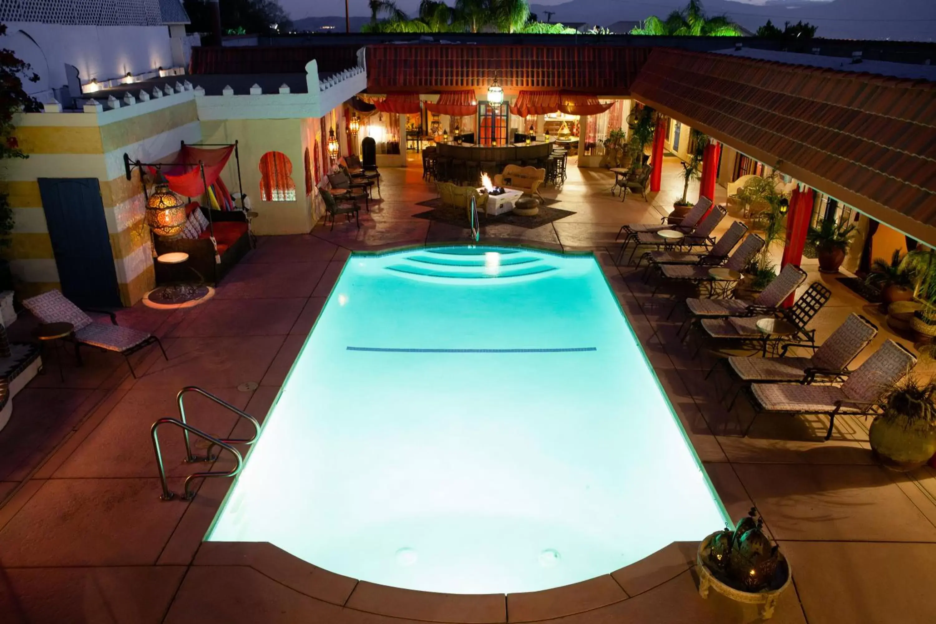 Night, Pool View in El Morocco Inn & Spa