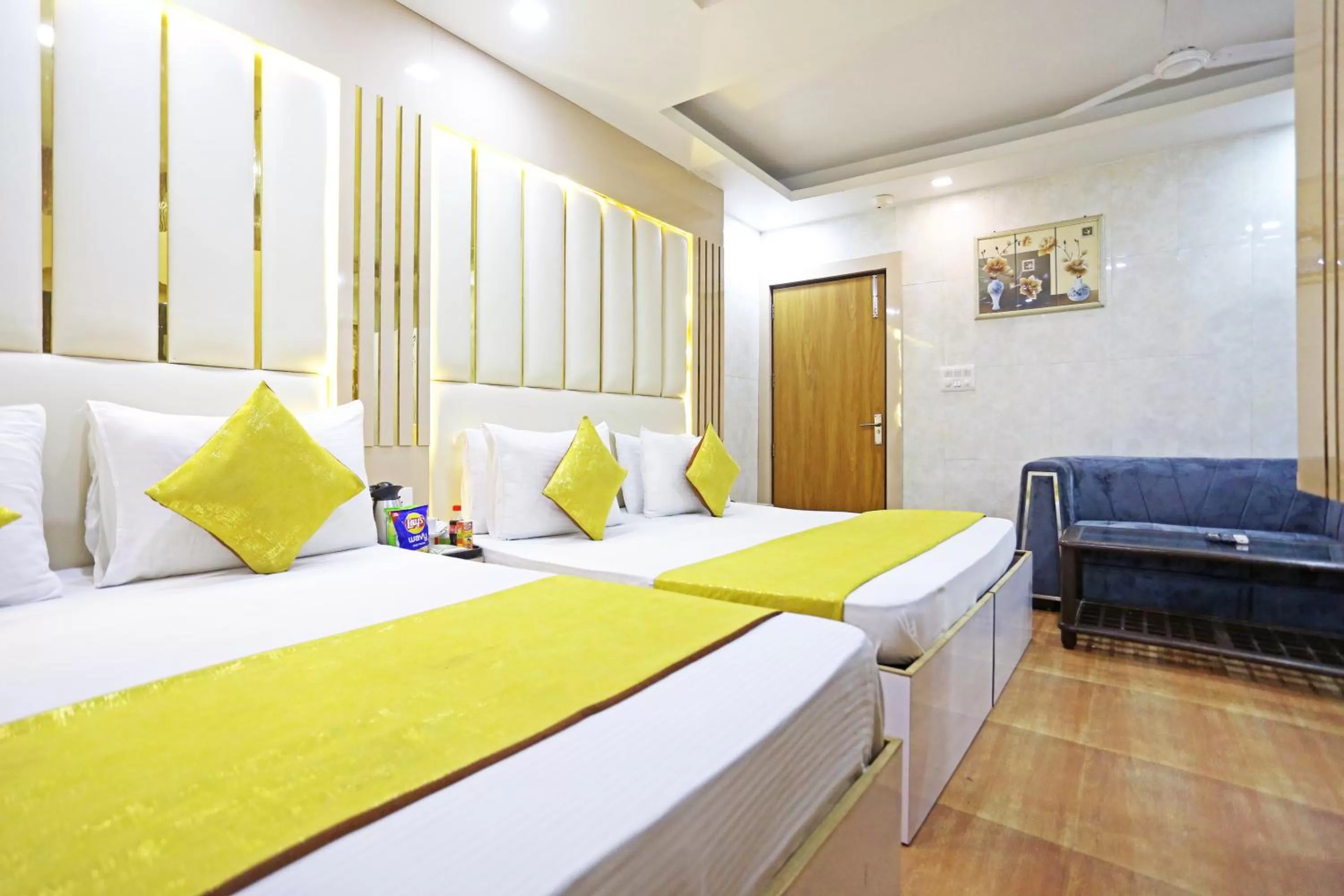 Photo of the whole room, Bed in Hotel Preet Palace -5 Mints Walk From Nizamuddin Railway Station