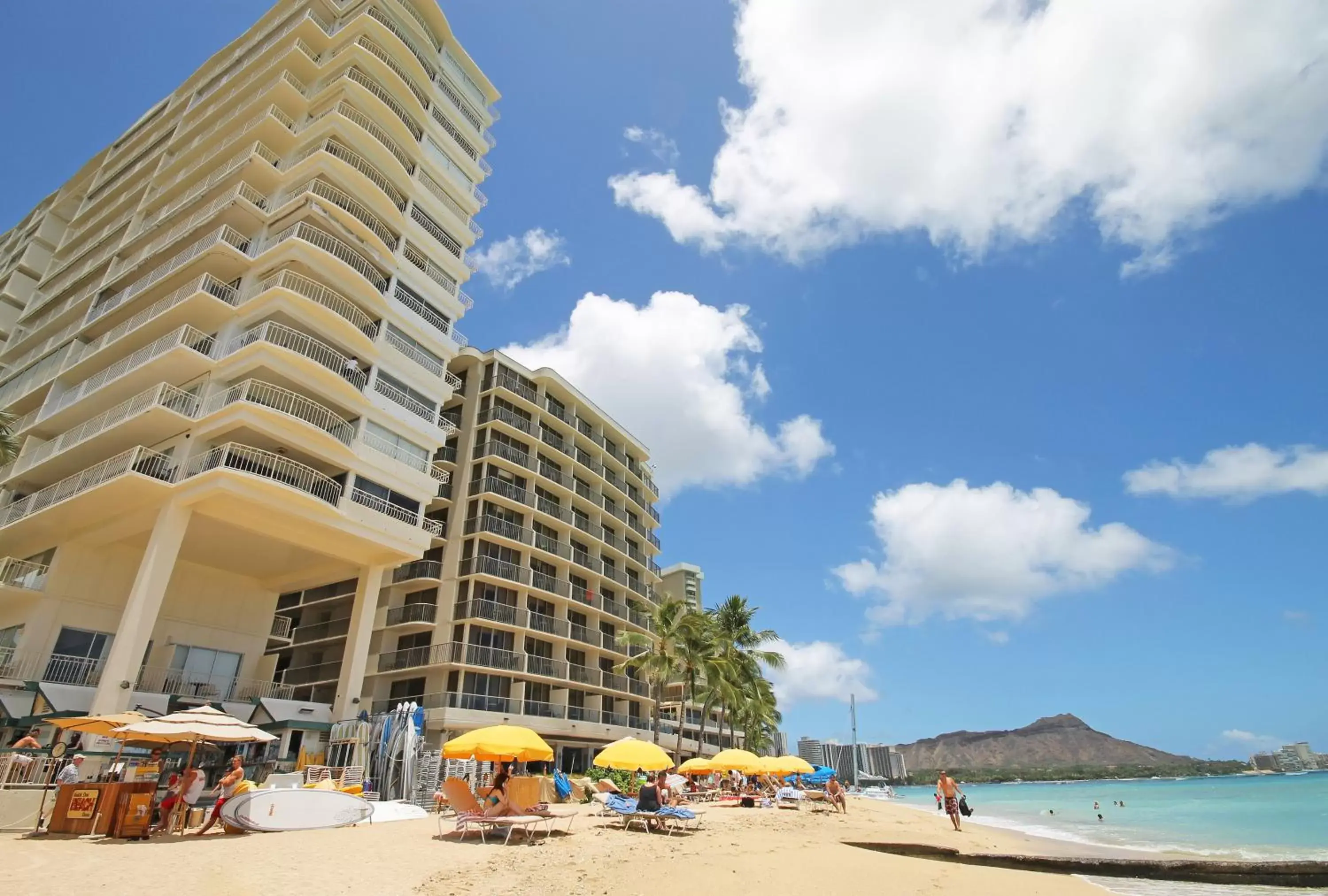 Beach, Property Building in Castle Waikiki Shore Beachfront Condominiums