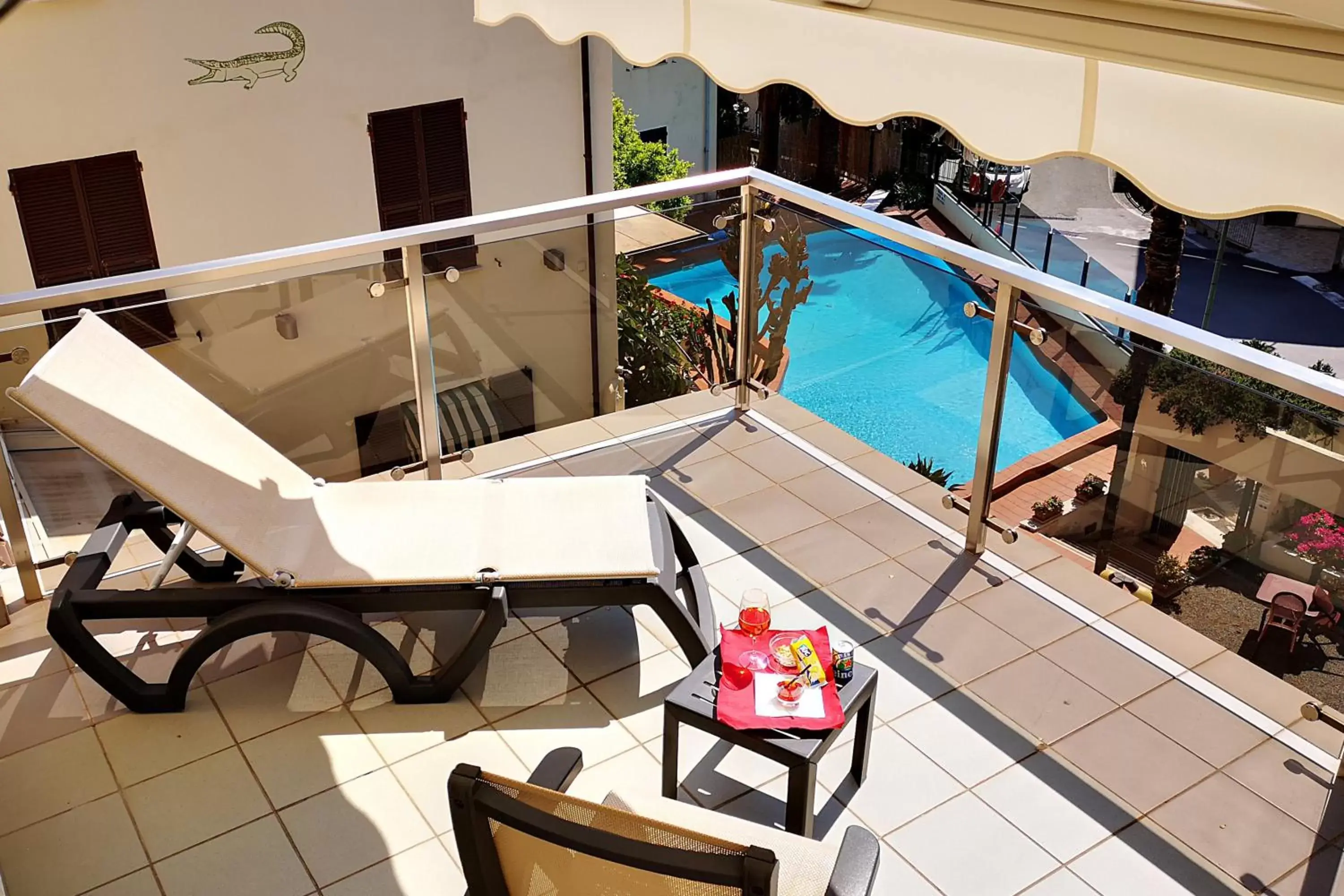 Balcony/Terrace, Pool View in Coccodrillo Hotel & Apartments