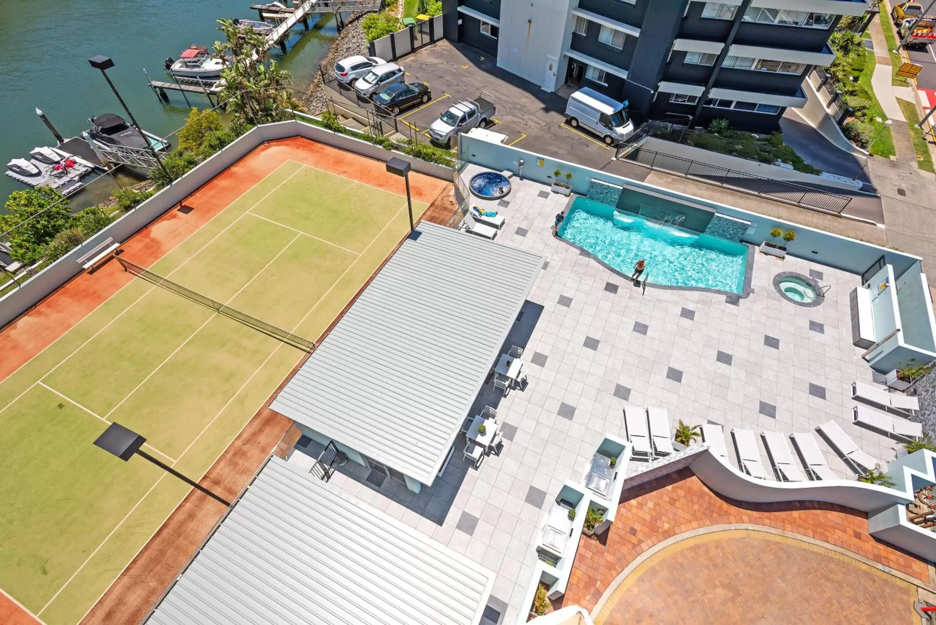 Swimming pool, Bird's-eye View in The Waterford on Main Beach