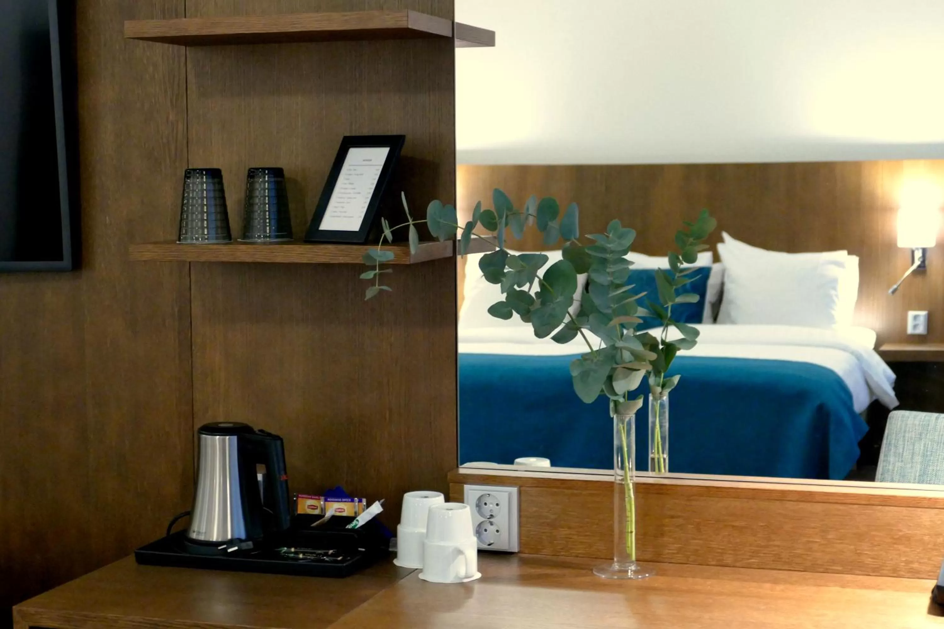 Coffee/tea facilities, Bed in Hotel Raumanlinna