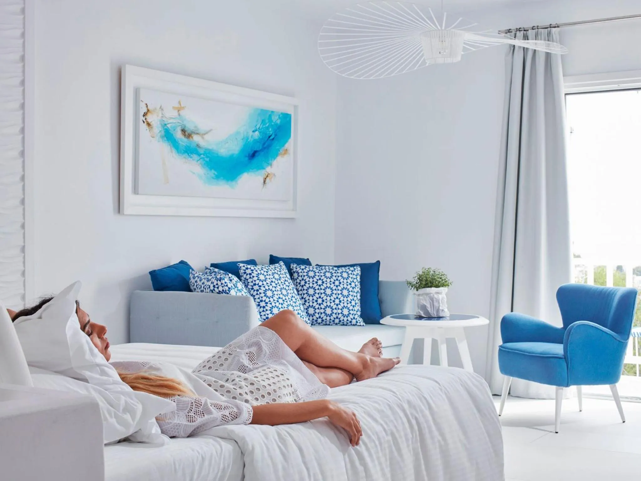 Bedroom, Bed in Myconian Ambassador Relais & Chateaux