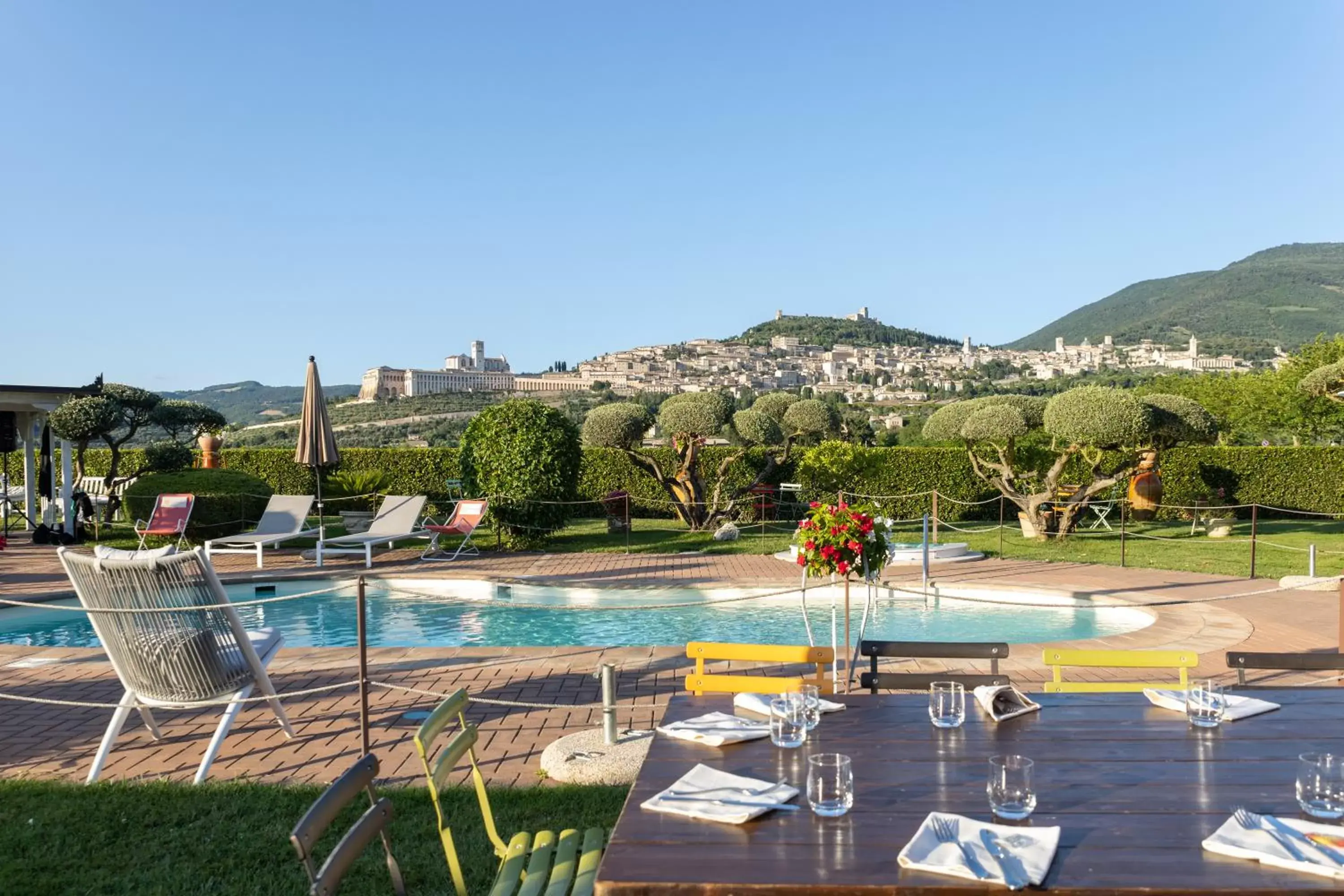 Pool view in UNICA Assisi agri-charming house